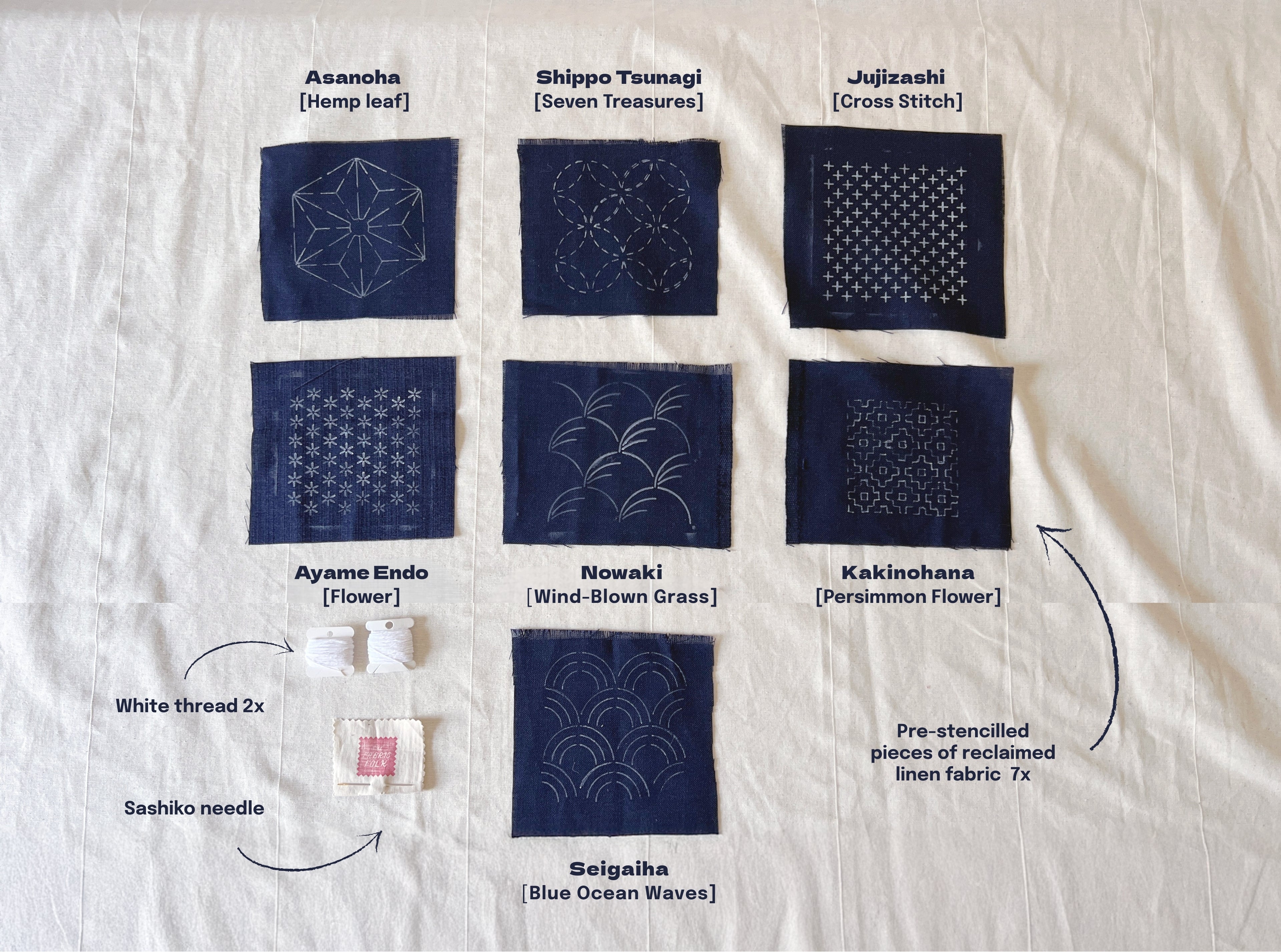 The Sashiko Starter Kit — 10 Piece Set with Everything You'll Need to Get Started
