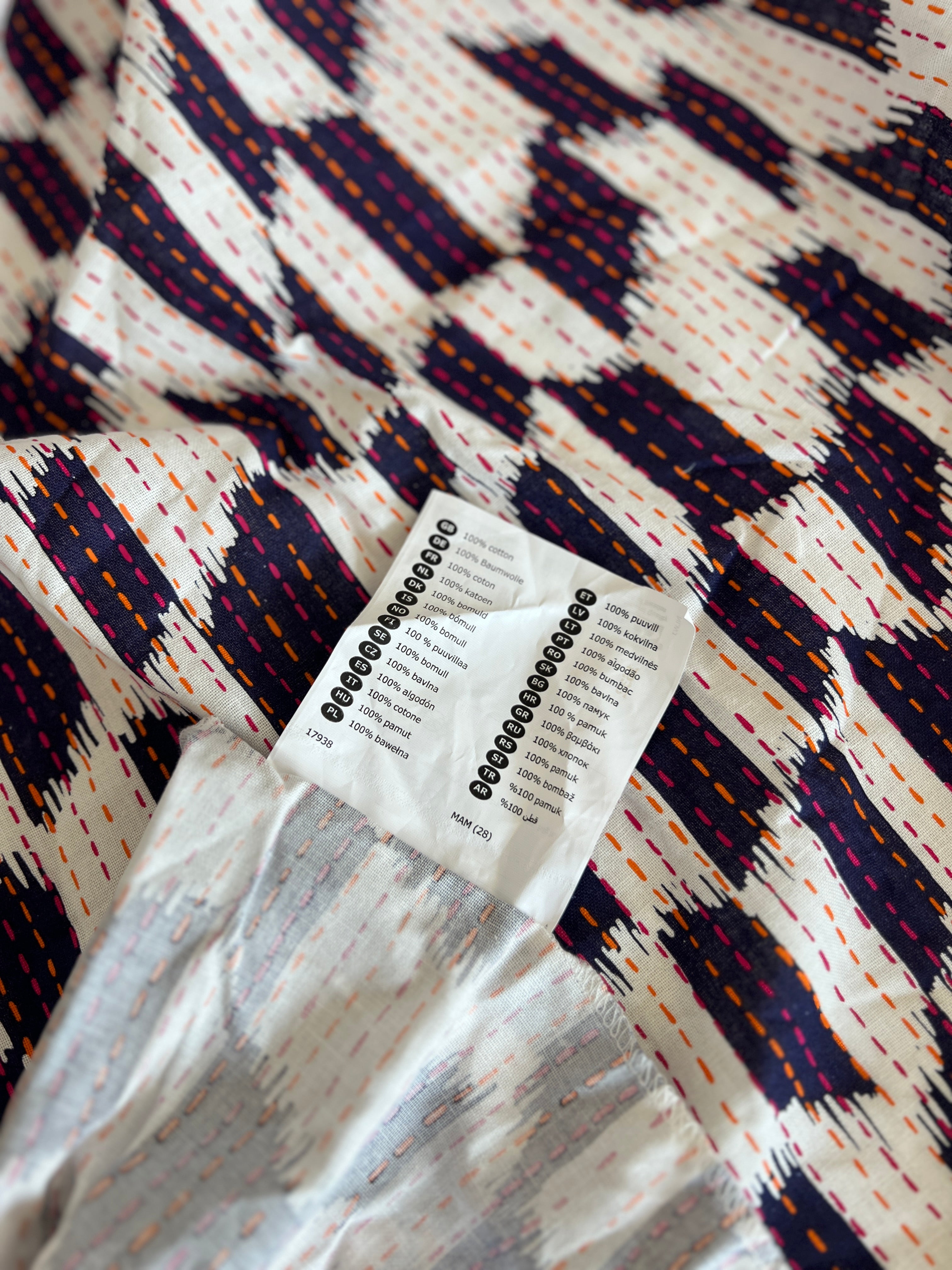 IKEA Jassa Fabric 3m x 1.5m - 100% Cotton - Ikat Geometric Stripped Pattern