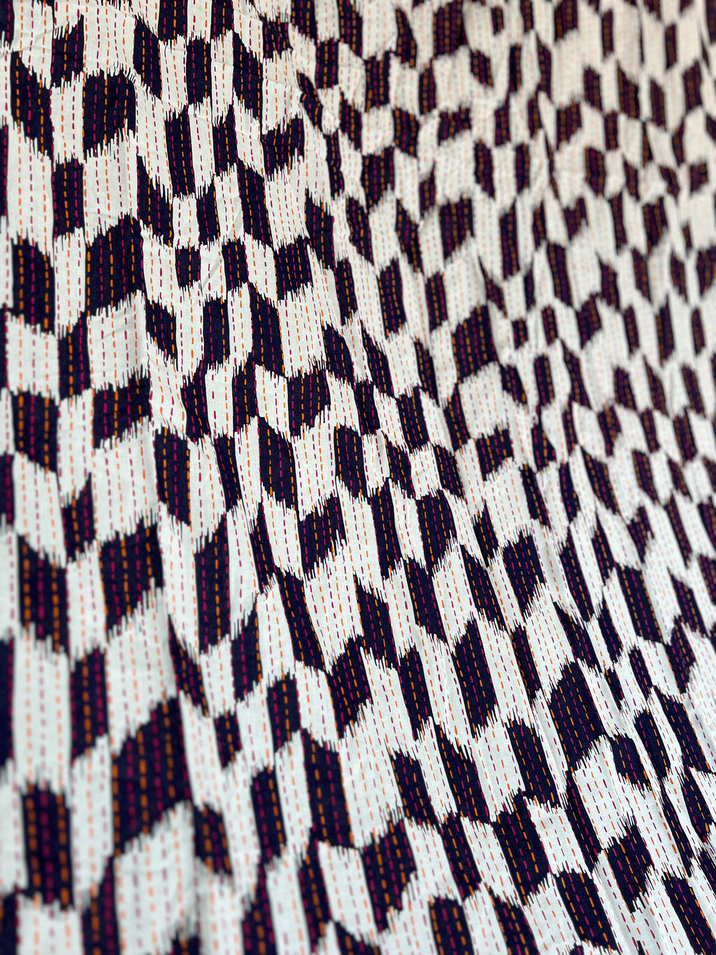 IKEA Jassa Fabric 3m x 1.5m - 100% Cotton - Ikat Geometric Stripped Pattern