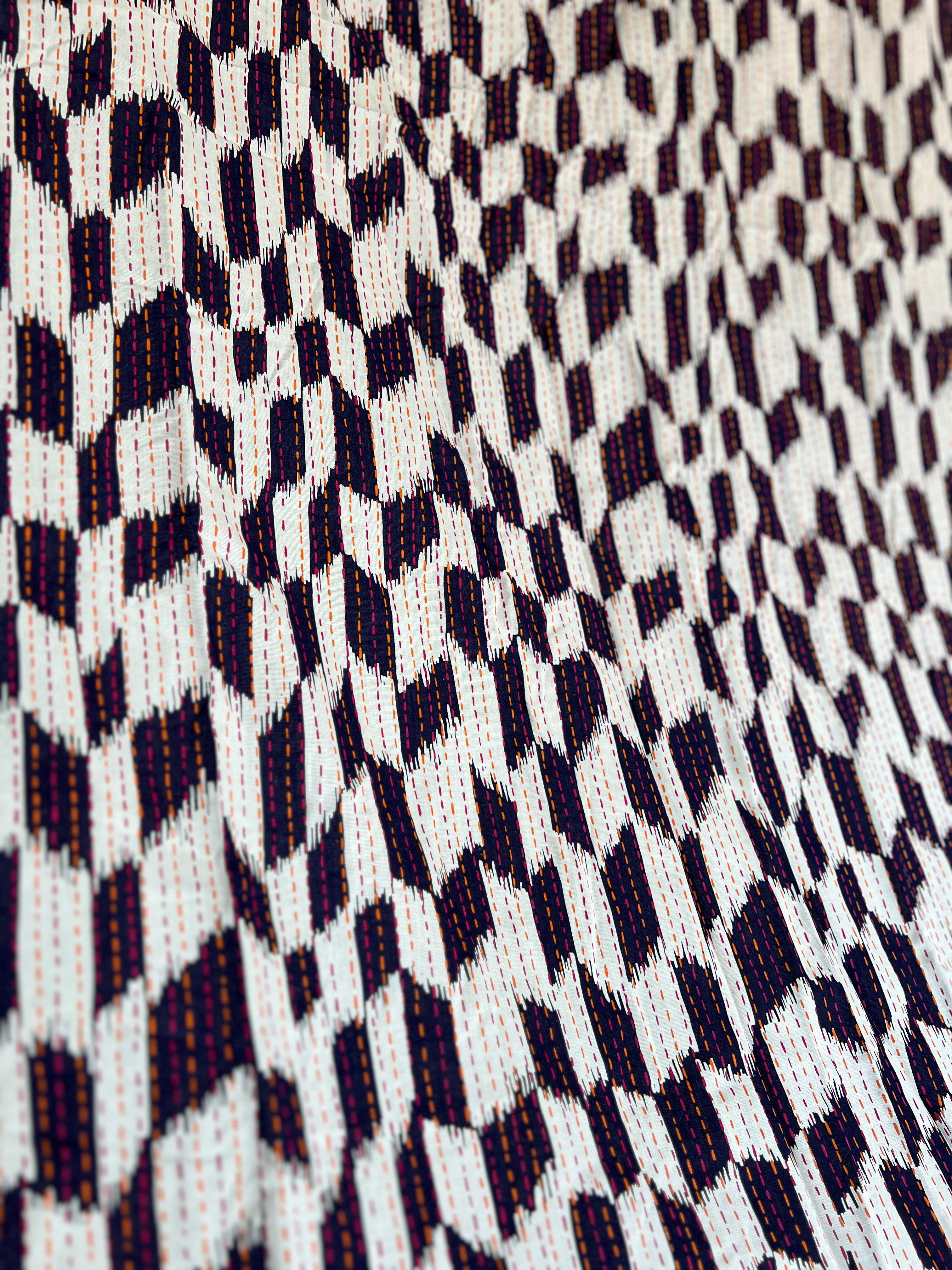 IKEA Jassa Fabric 3m x 1.5m - 100% Cotton - Ikat Geometric Stripped Pattern