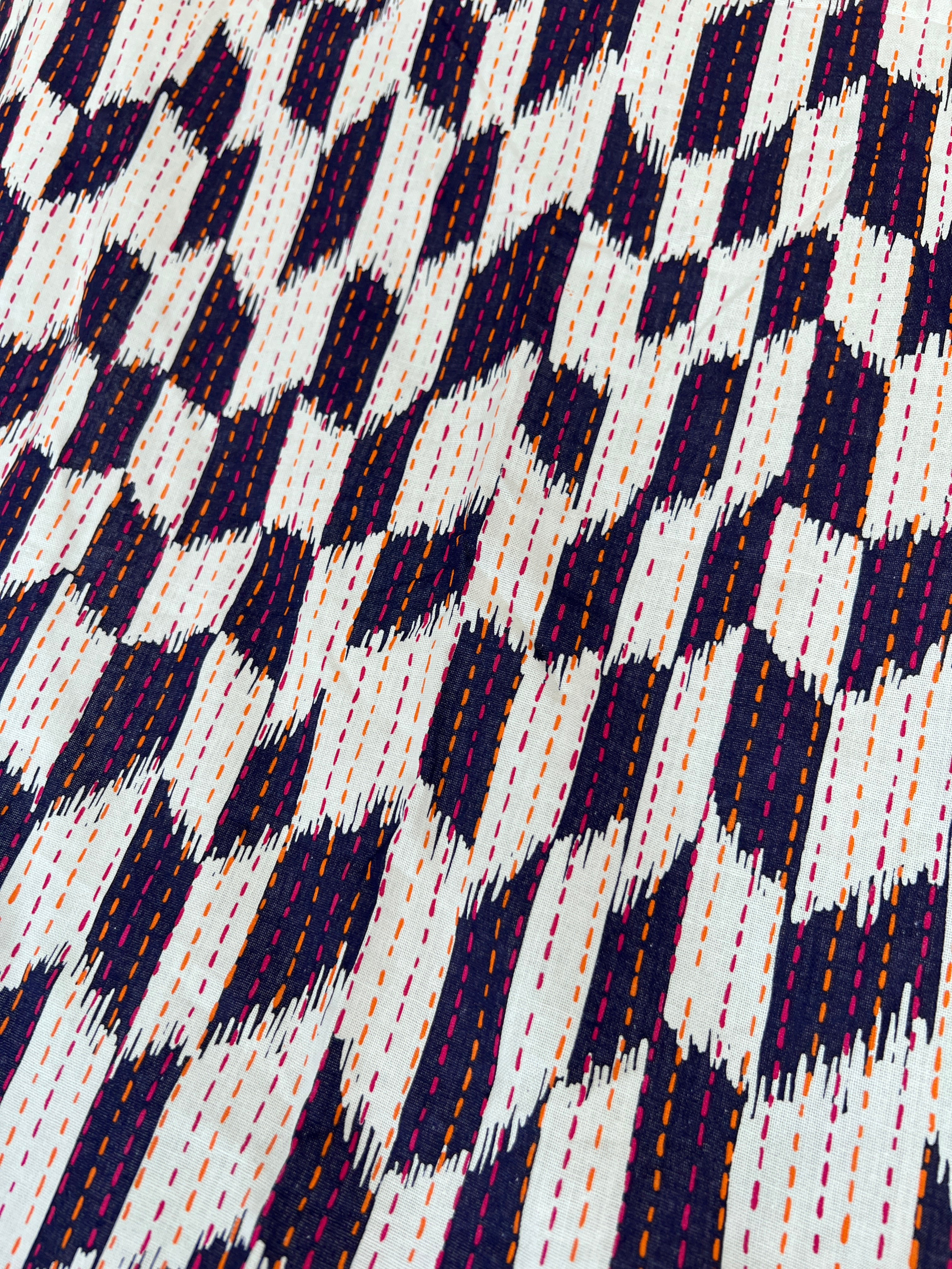 IKEA Jassa Fabric 3m x 1.5m - 100% Cotton - Ikat Geometric Stripped Pattern