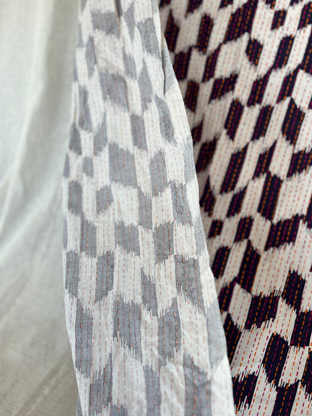 IKEA Jassa Fabric 3m x 1.5m - 100% Cotton - Ikat Geometric Stripped Pattern