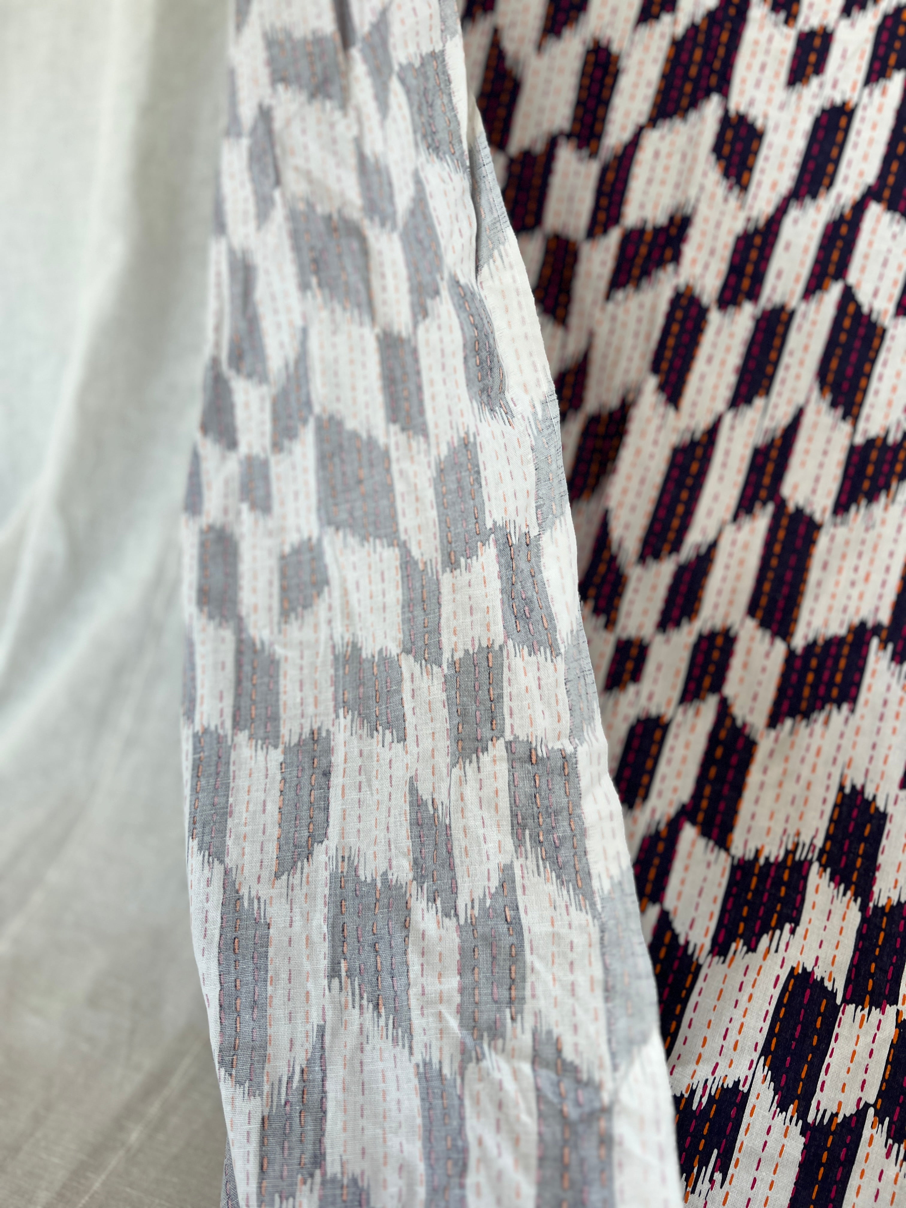 IKEA Jassa Fabric 3m x 1.5m - 100% Cotton - Ikat Geometric Stripped Pattern