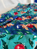 G.P. & J Baker Fabric - Floral Lilies Striped Apple Fruit Print - Designer Cotton - 130 x 75 cm