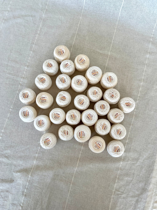 32 White & Ecru Coats Crochet Yarn Balls #60 - Embroidery & Lace-making Bundle
