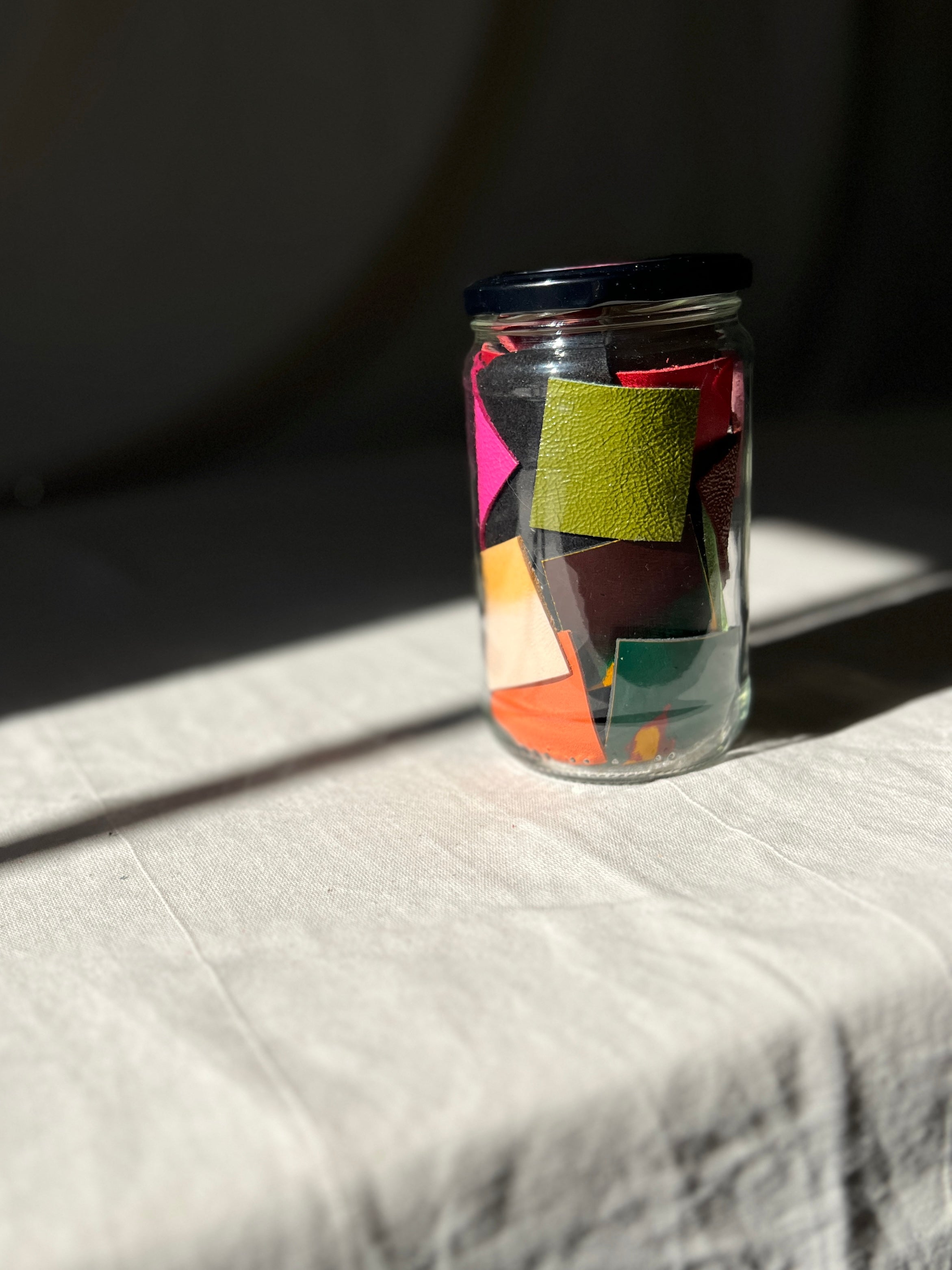 60 Piece Play Patch Jar - Leather & Faux Leather Pieces