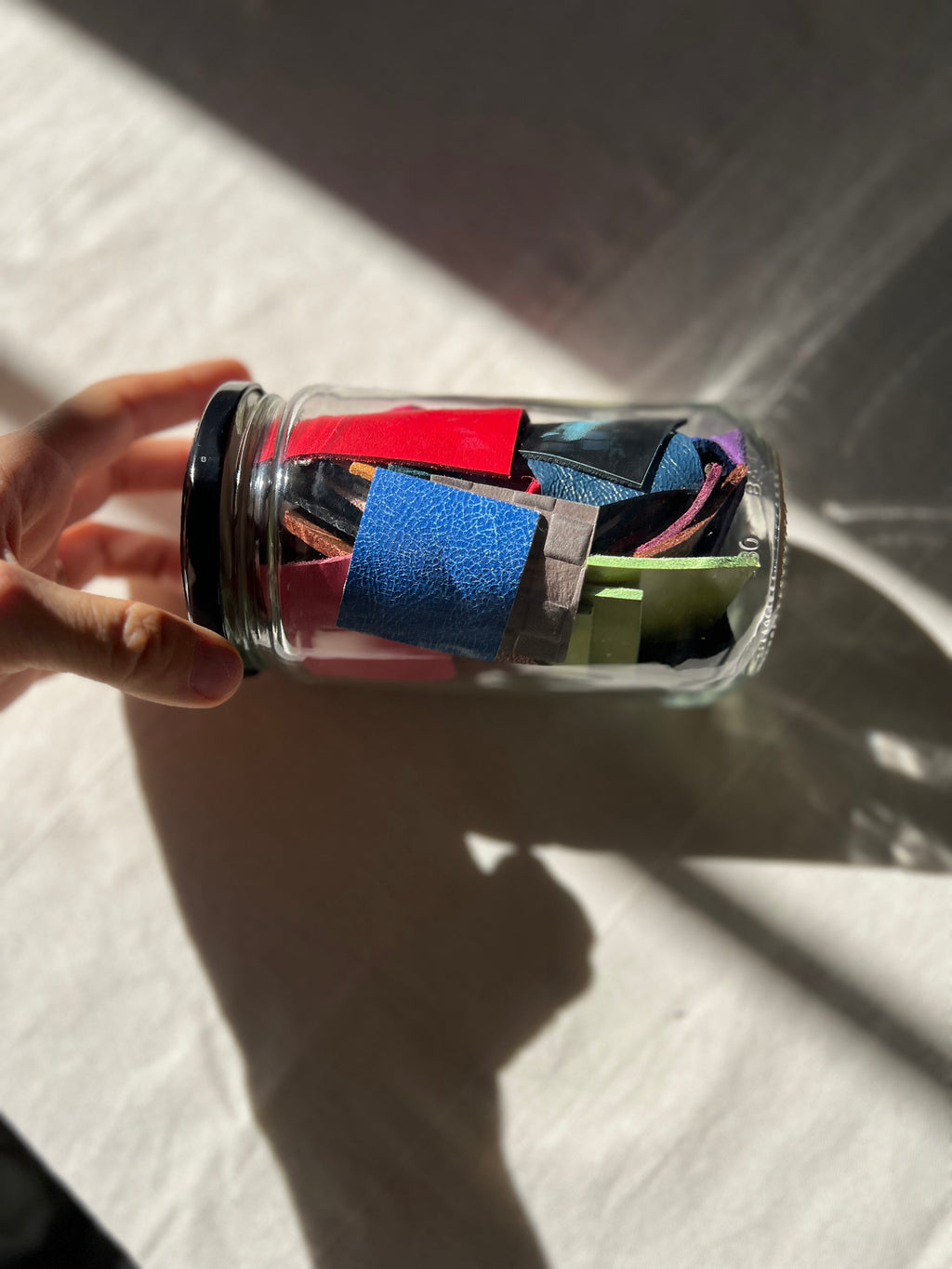 60 Piece Play Patch Jar - Leather & Faux Leather Pieces