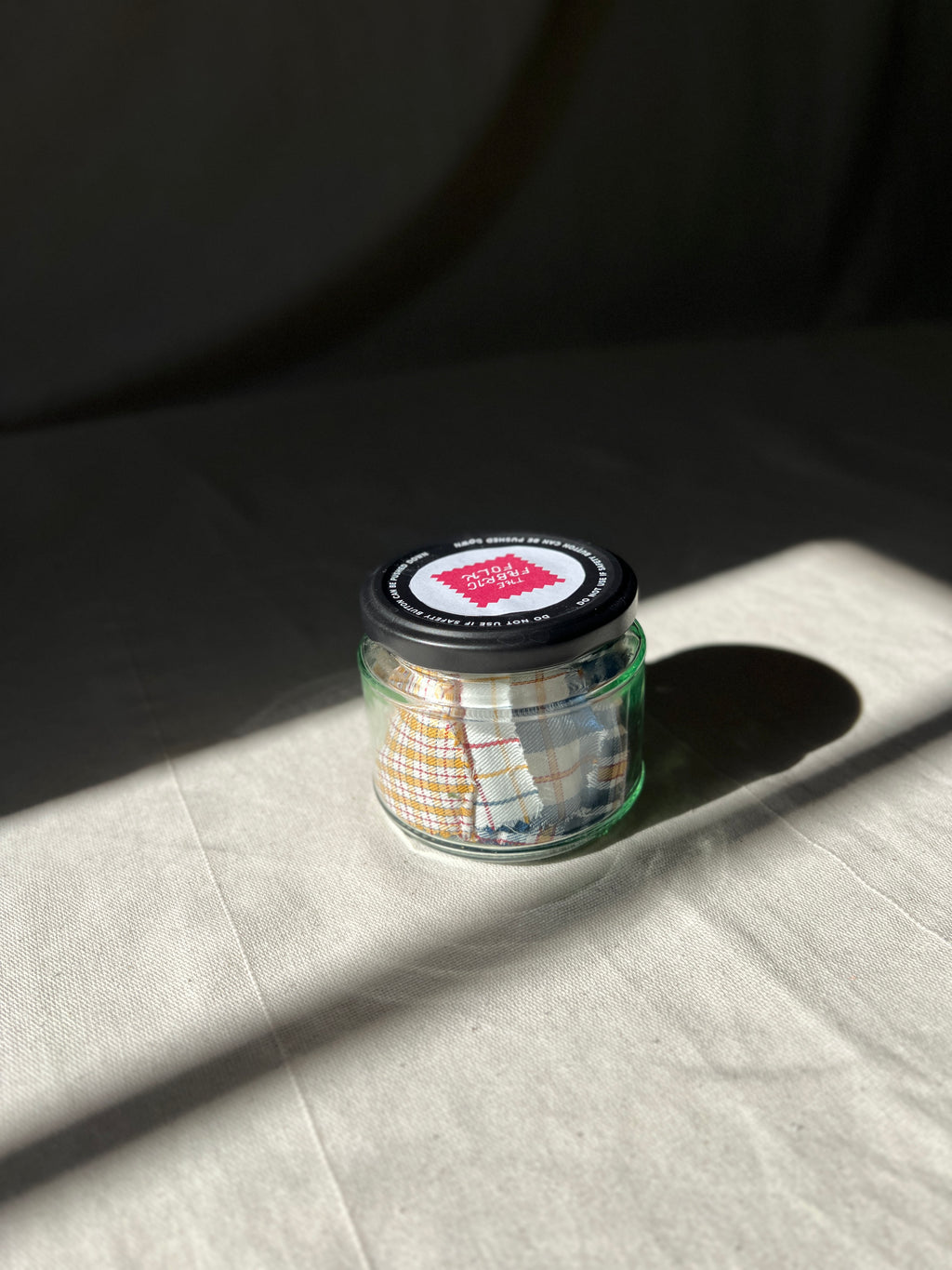 35 Piece Play Patch Jar - Check Plaid - Cotton & Linen Fabric Patchwork Pieces
