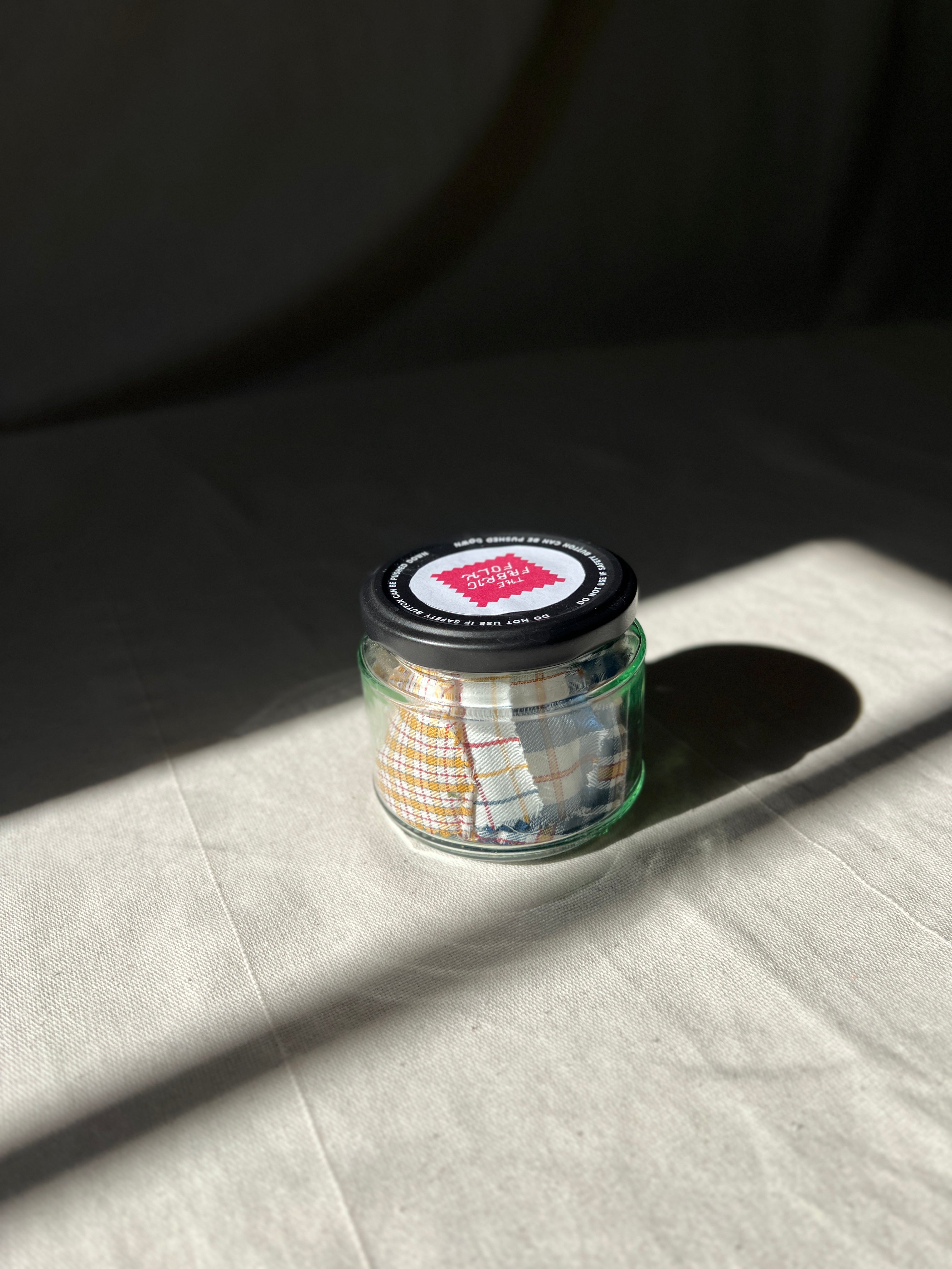 35 Piece Play Patch Jar - Check Plaid - Cotton & Linen Fabric Patchwork Pieces