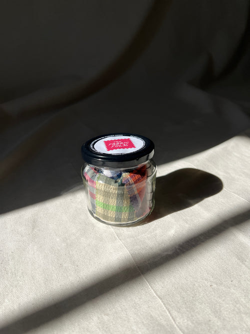 23 Piece Play Patch Jar - Check & Plaid - Cotton & Linen Fabric Patchwork Pieces