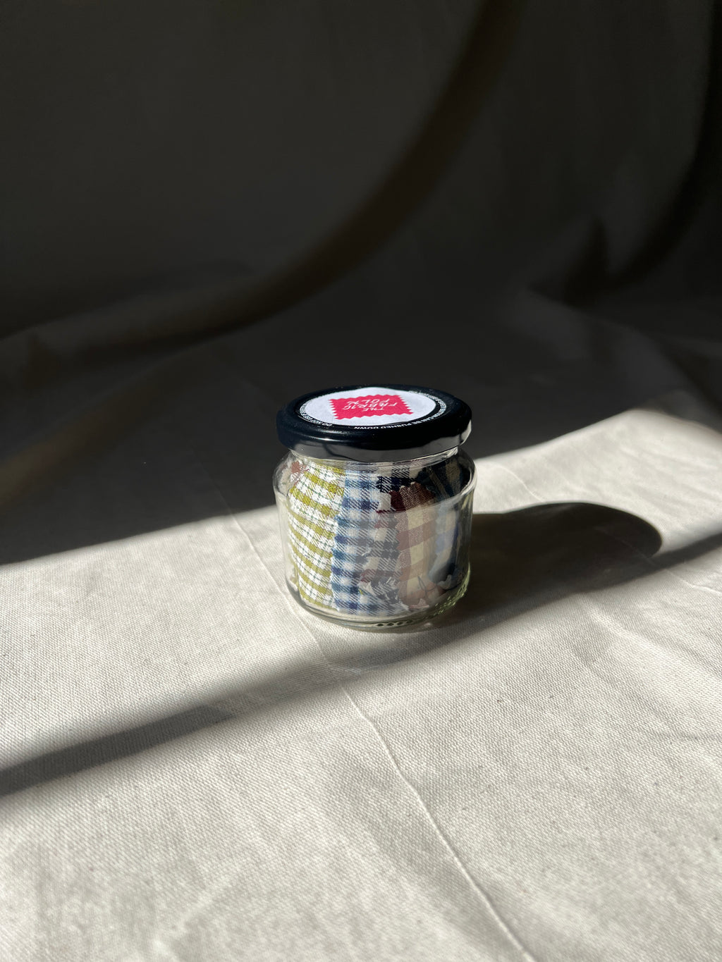 23 Piece Play Patch Jar - Check & Plaid - Cotton & Linen Fabric Patchwork Pieces