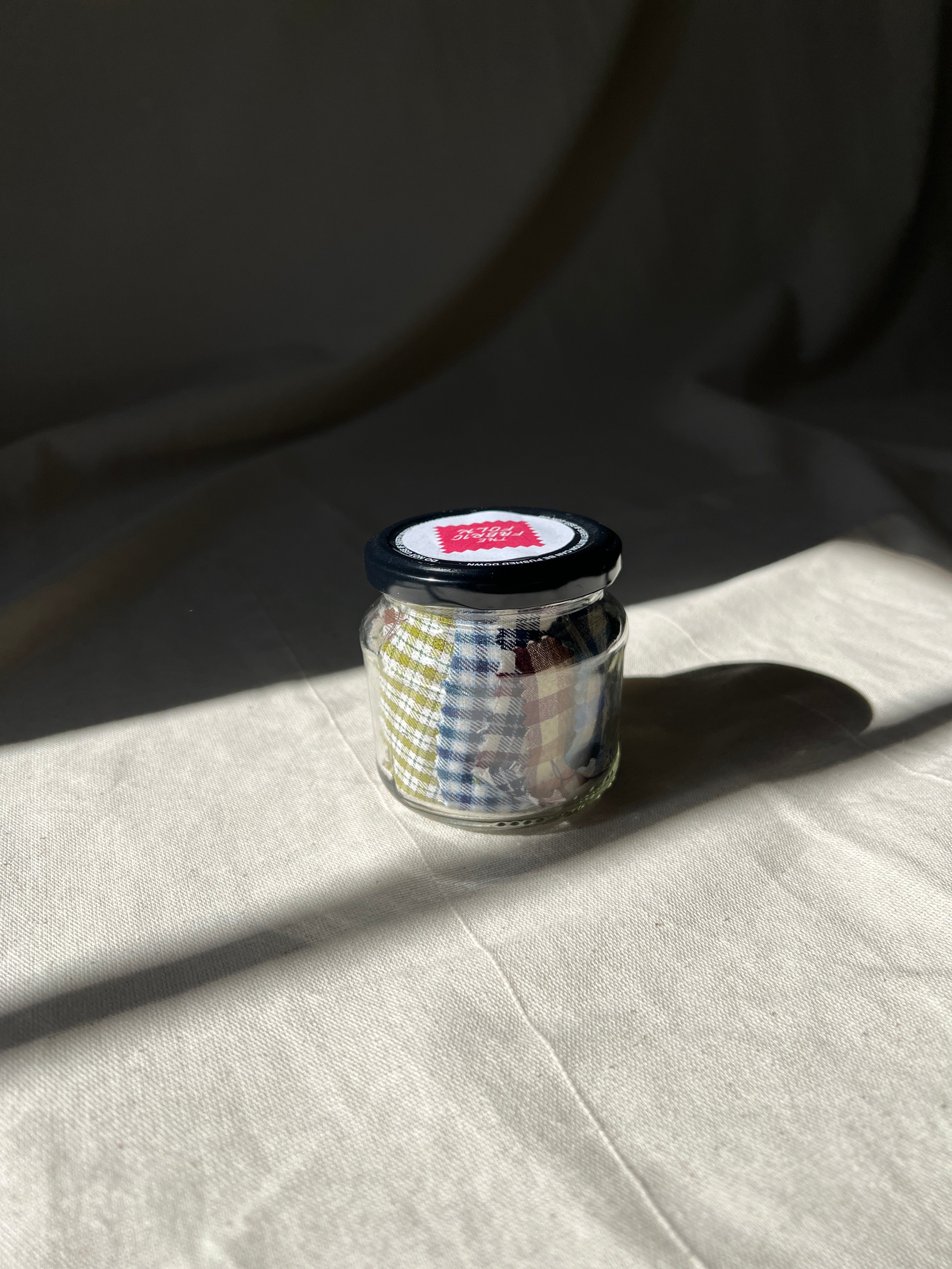 23 Piece Play Patch Jar - Check & Plaid - Cotton & Linen Fabric Patchwork Pieces