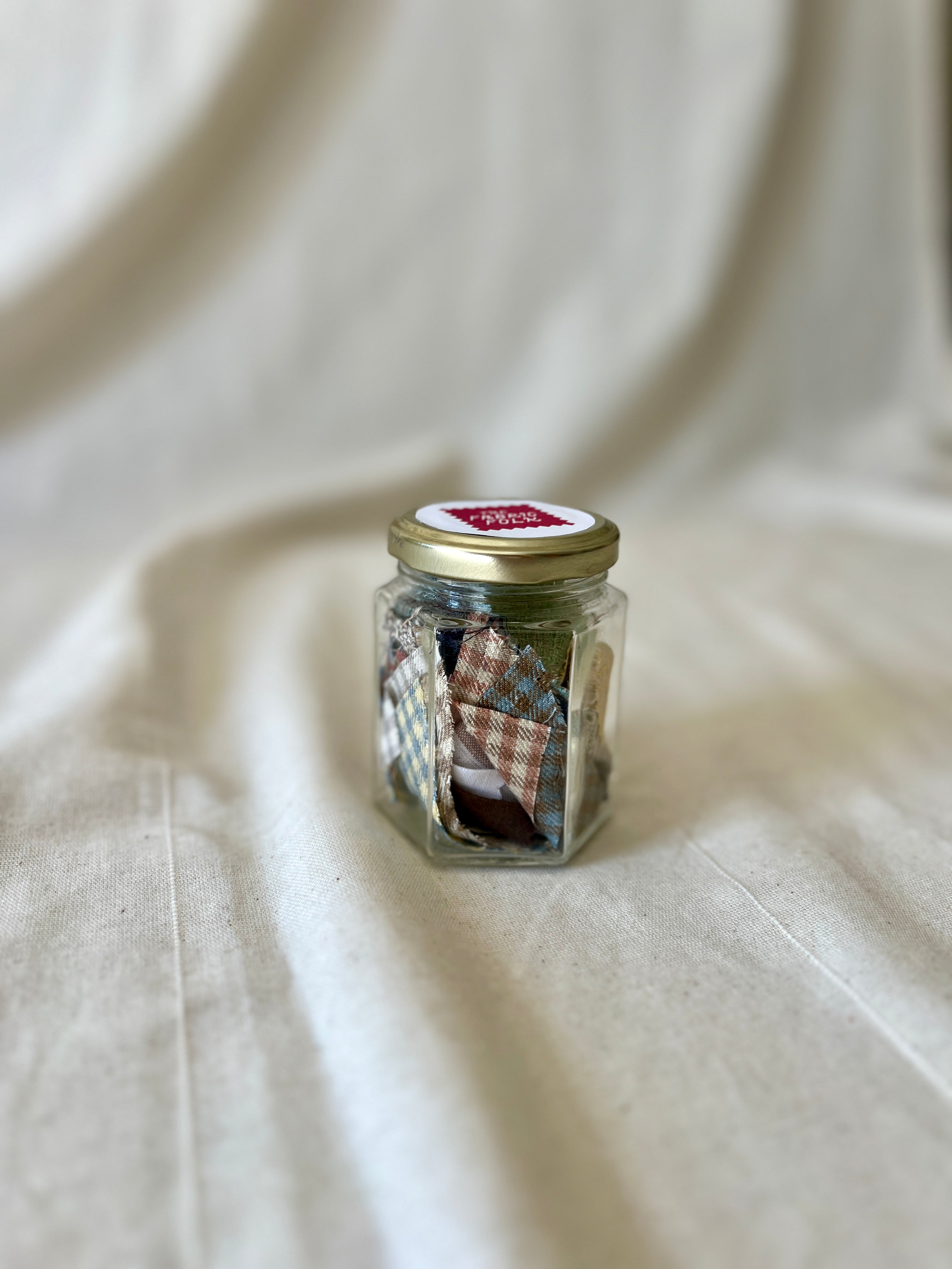 54 Piece Play Patch Jar - Linen Fabric Patchwork Pieces