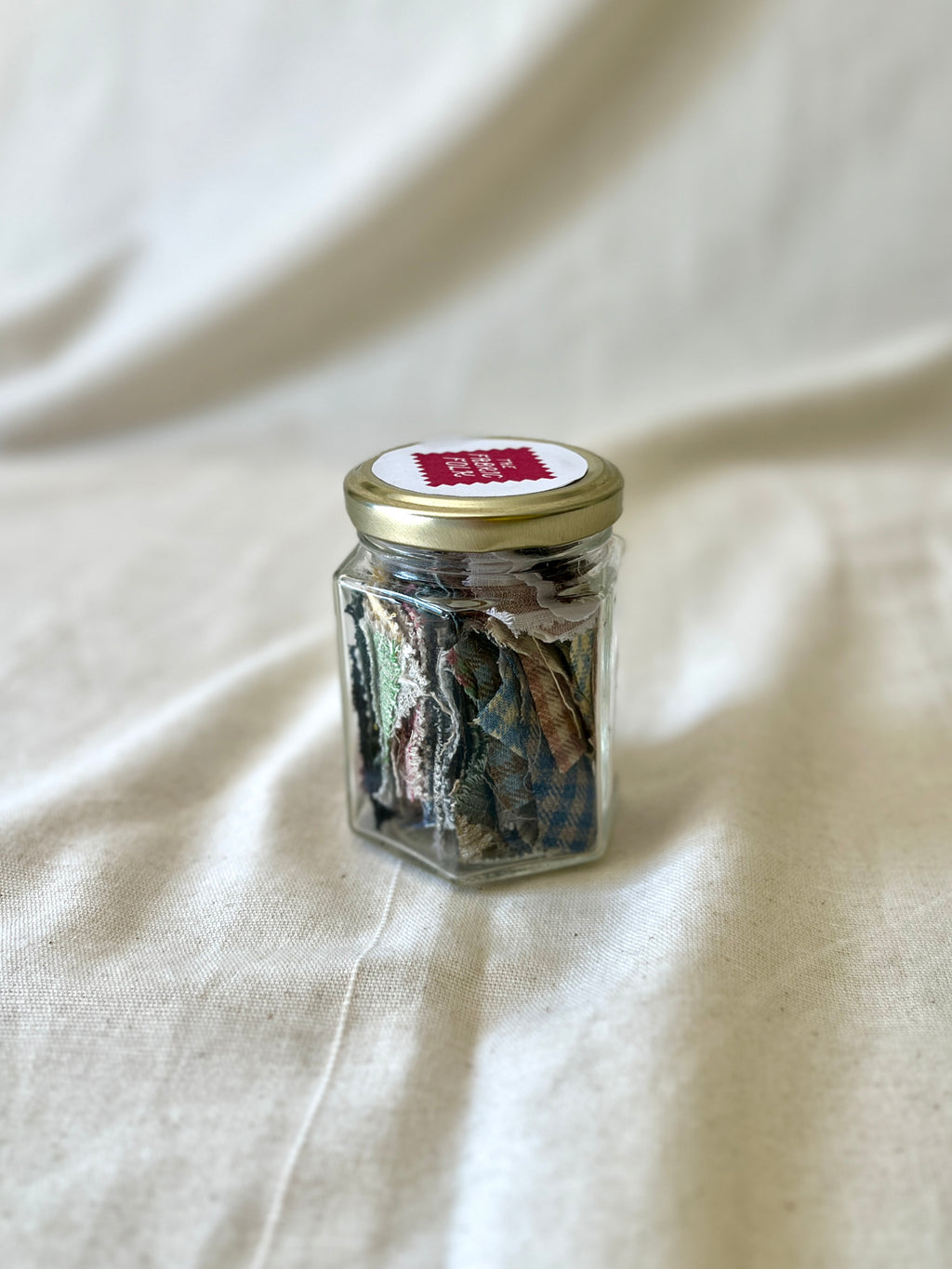 54 Piece Play Patch Jar - Linen Fabric Patchwork Pieces