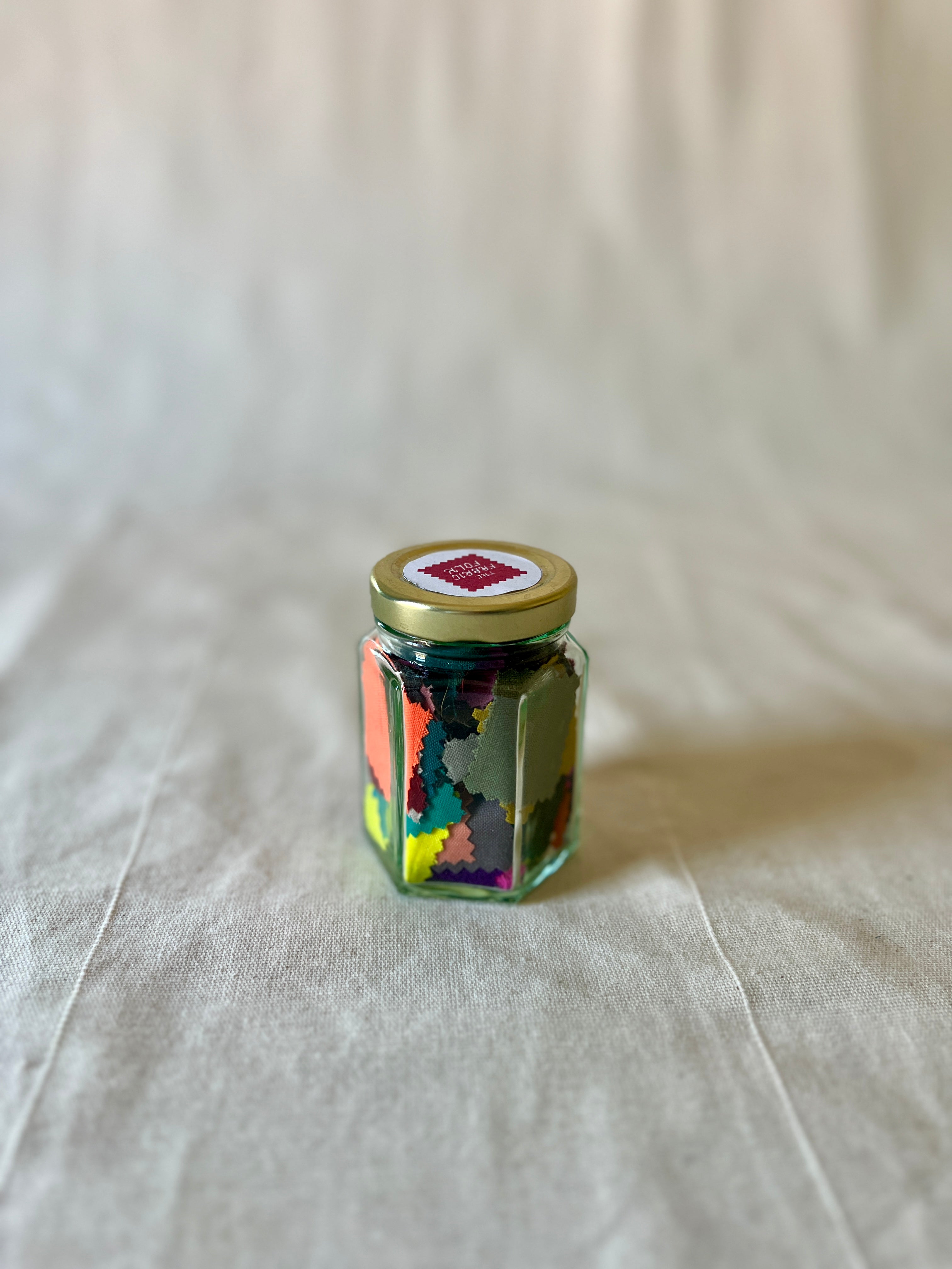 150 Tiny Pieces Play Patch Jar - 100% Wool Fabric Patchwork Pieces