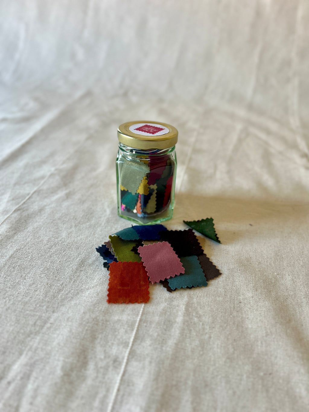 150 Tiny Pieces Play Patch Jar - 100% Wool Fabric Patchwork Pieces