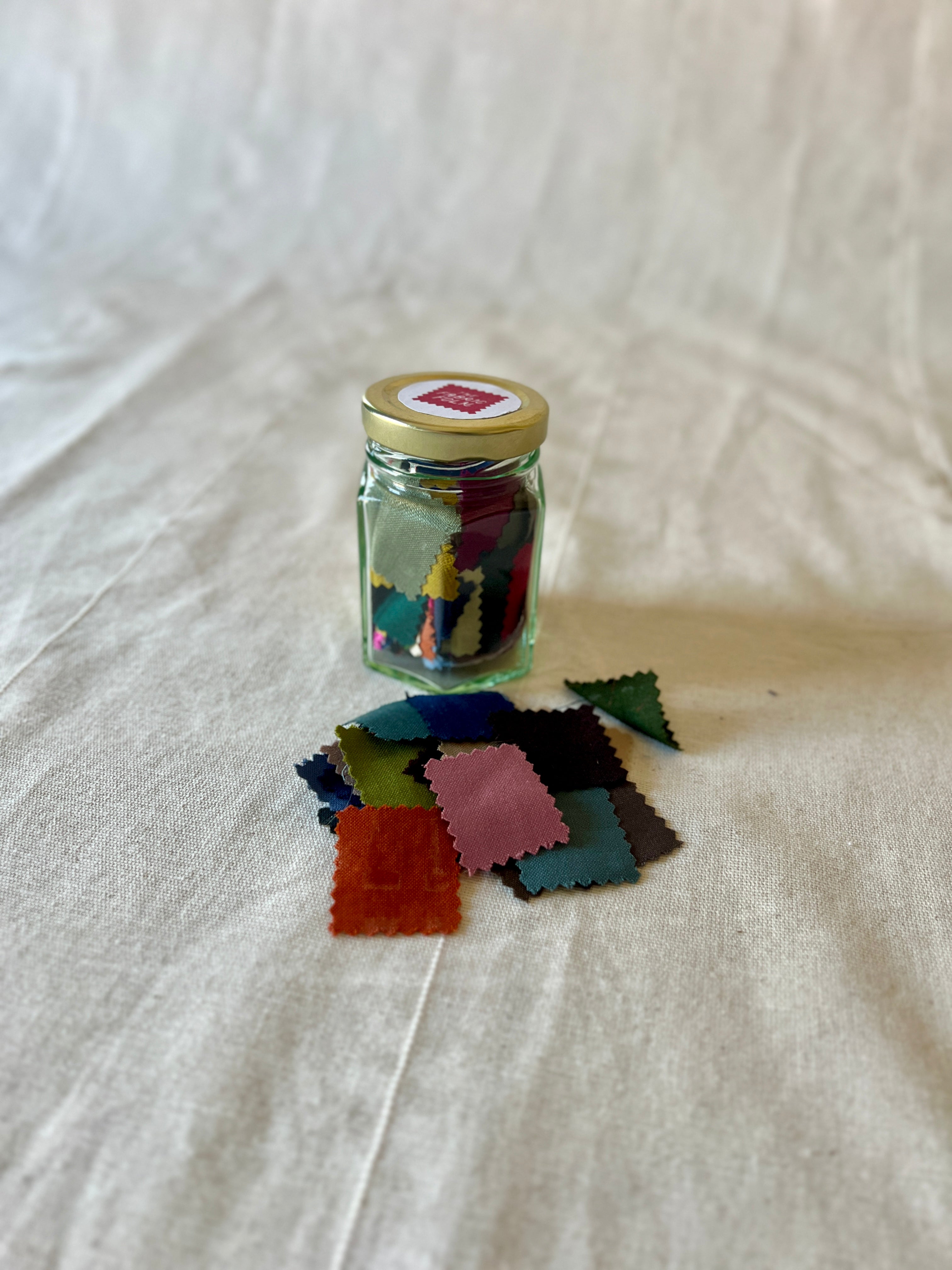 150 Tiny Pieces Play Patch Jar - 100% Wool Fabric Patchwork Pieces