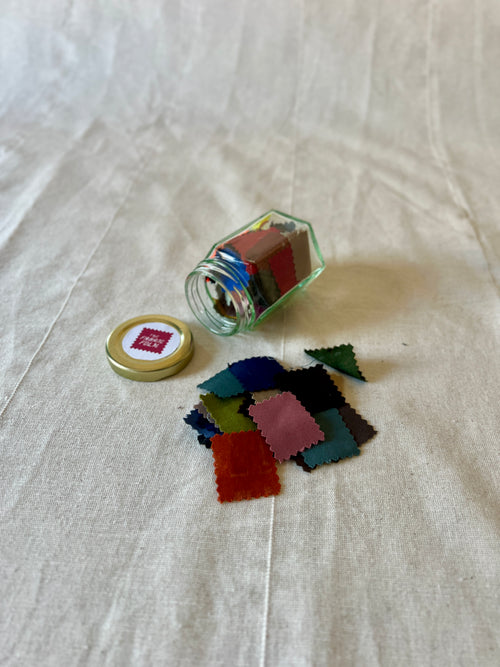 150 Tiny Pieces Play Patch Jar - 100% Wool Fabric Patchwork Pieces