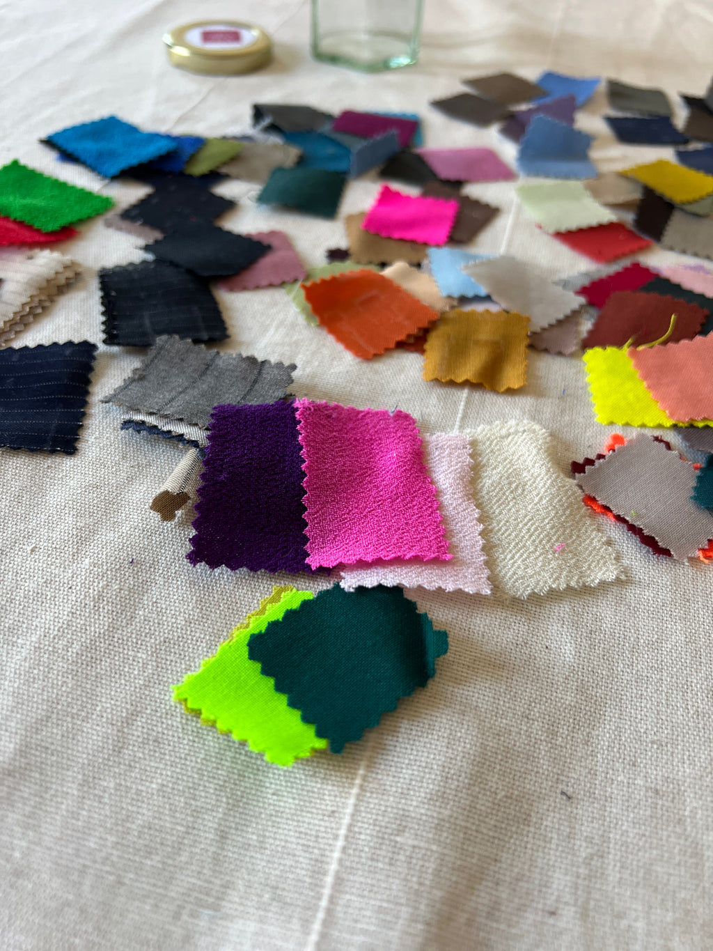 150 Tiny Pieces Play Patch Jar - 100% Wool Fabric Patchwork Pieces
