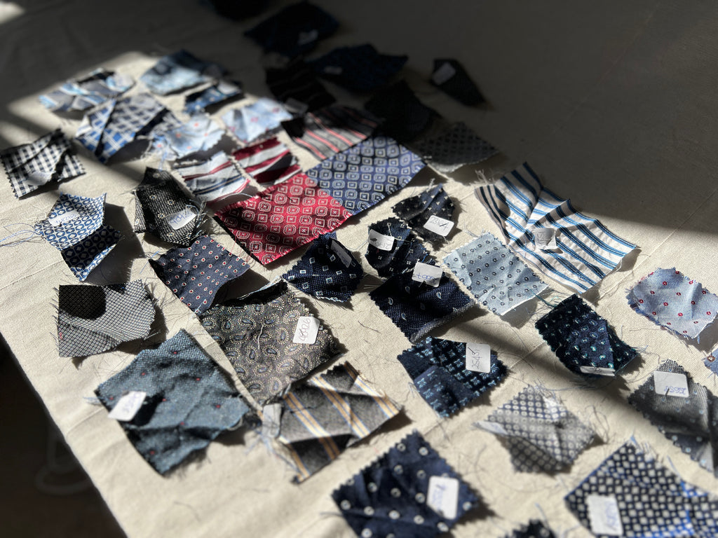 45 Piece Play Patch Jar - Silk Woven - Neck Tie Patchwork Pieces