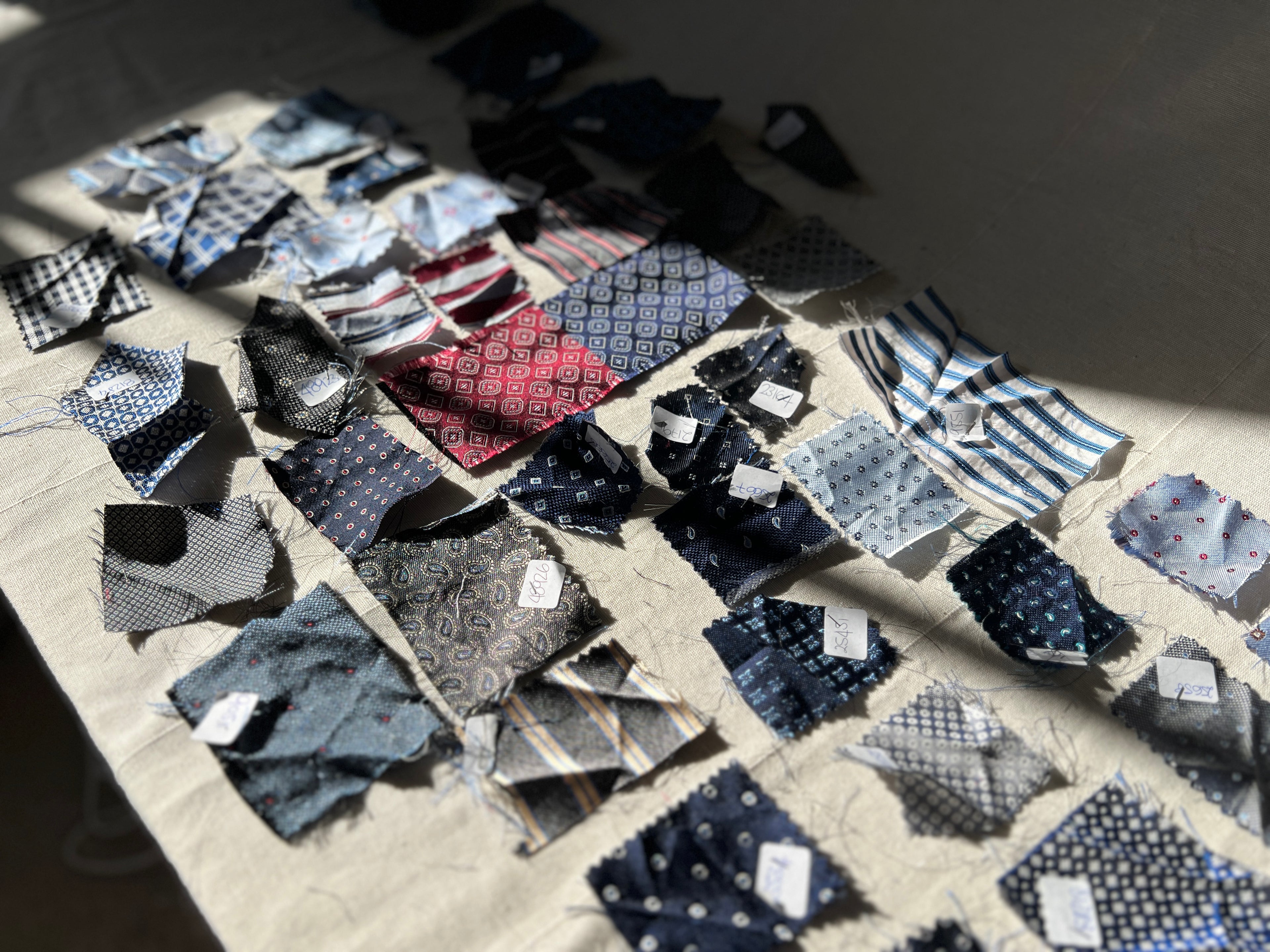 45 Piece Play Patch Jar - Silk Woven - Neck Tie Patchwork Pieces