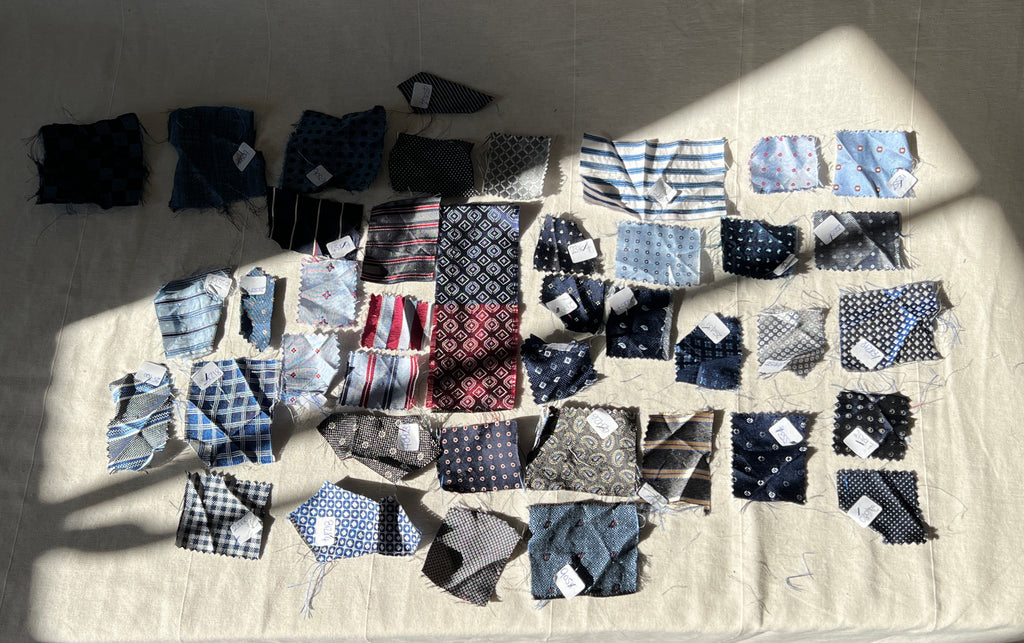 45 Piece Play Patch Jar - Silk Woven - Neck Tie Patchwork Pieces