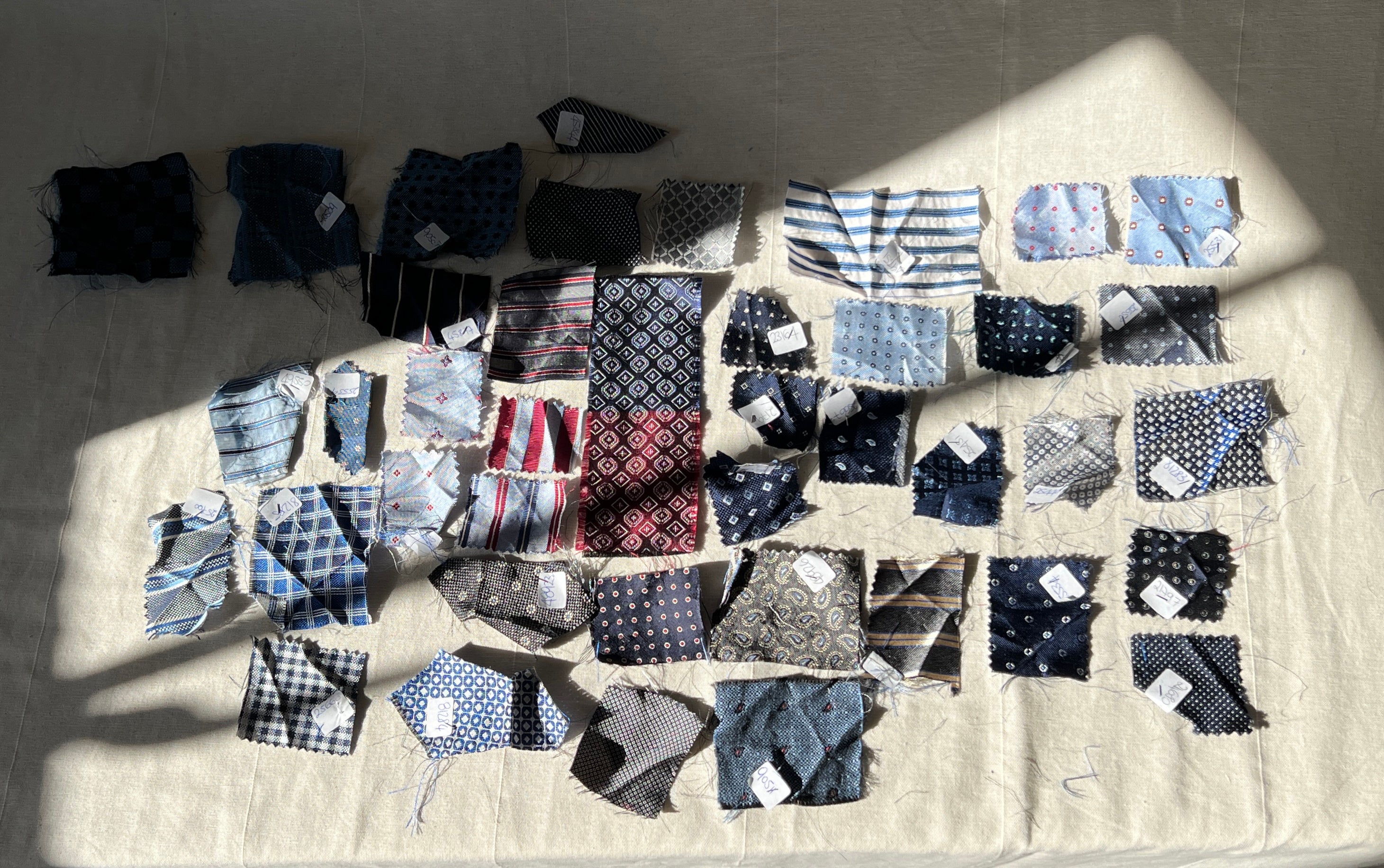 45 Piece Play Patch Jar - Silk Woven - Neck Tie Patchwork Pieces