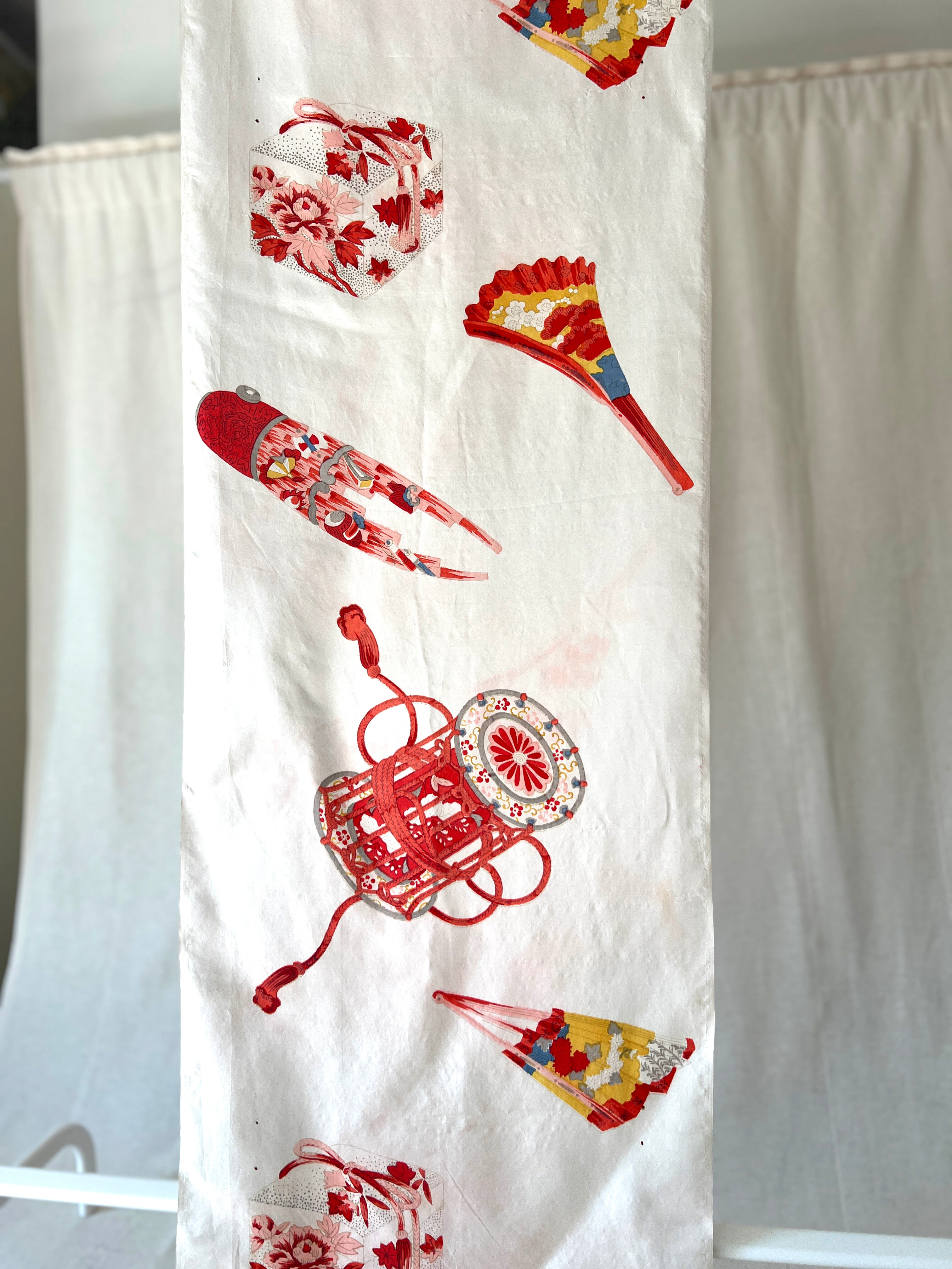 100% Silk Vintage Japanese Panel - Pale Pink - Patterned Fabric Piece