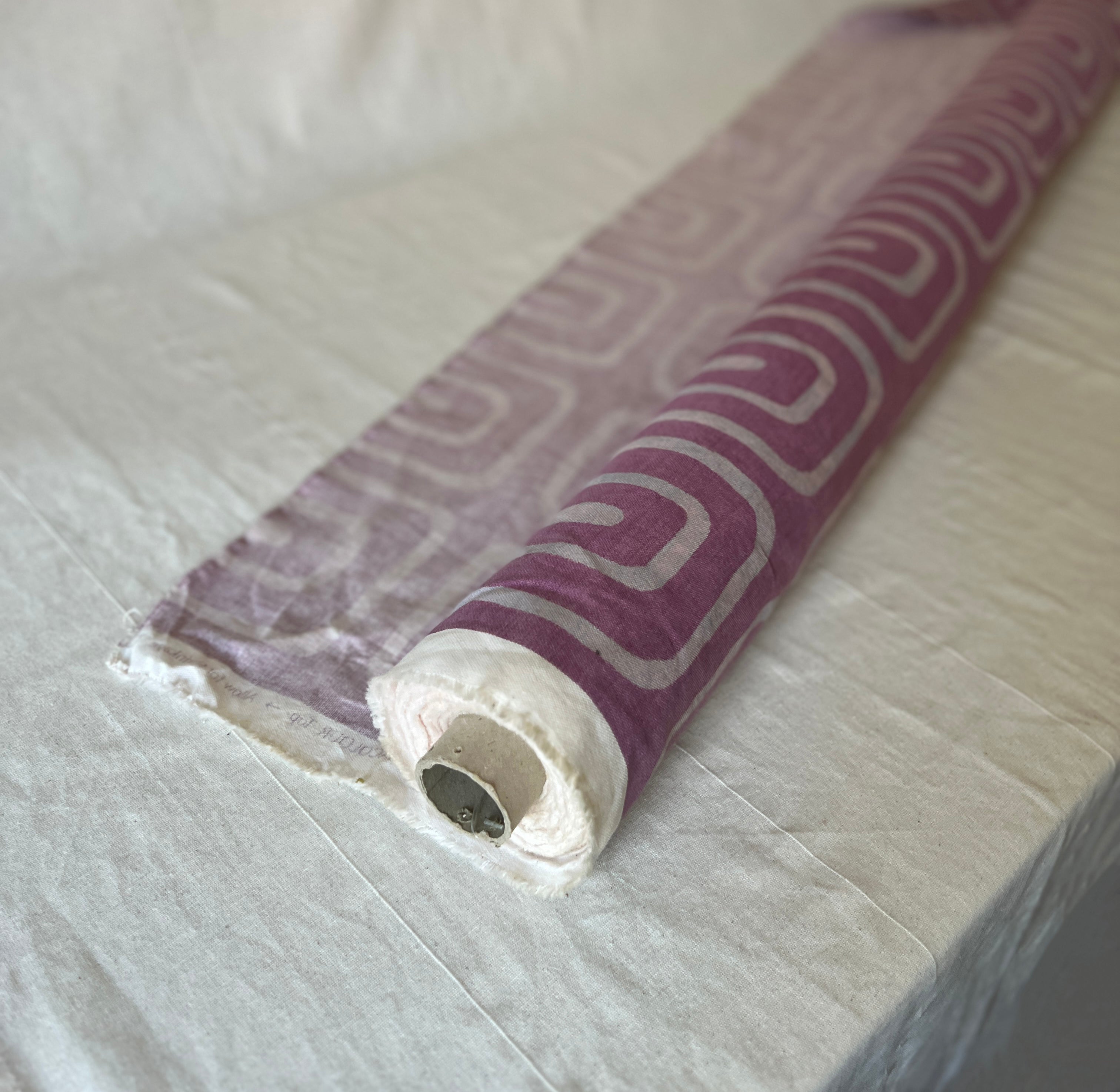 Vintage Fabric 1970-80s 'Opus' Jonelle Duracolour 100% Cotton  – 150cm End of Roll Remnant – Purple Geometric Print
