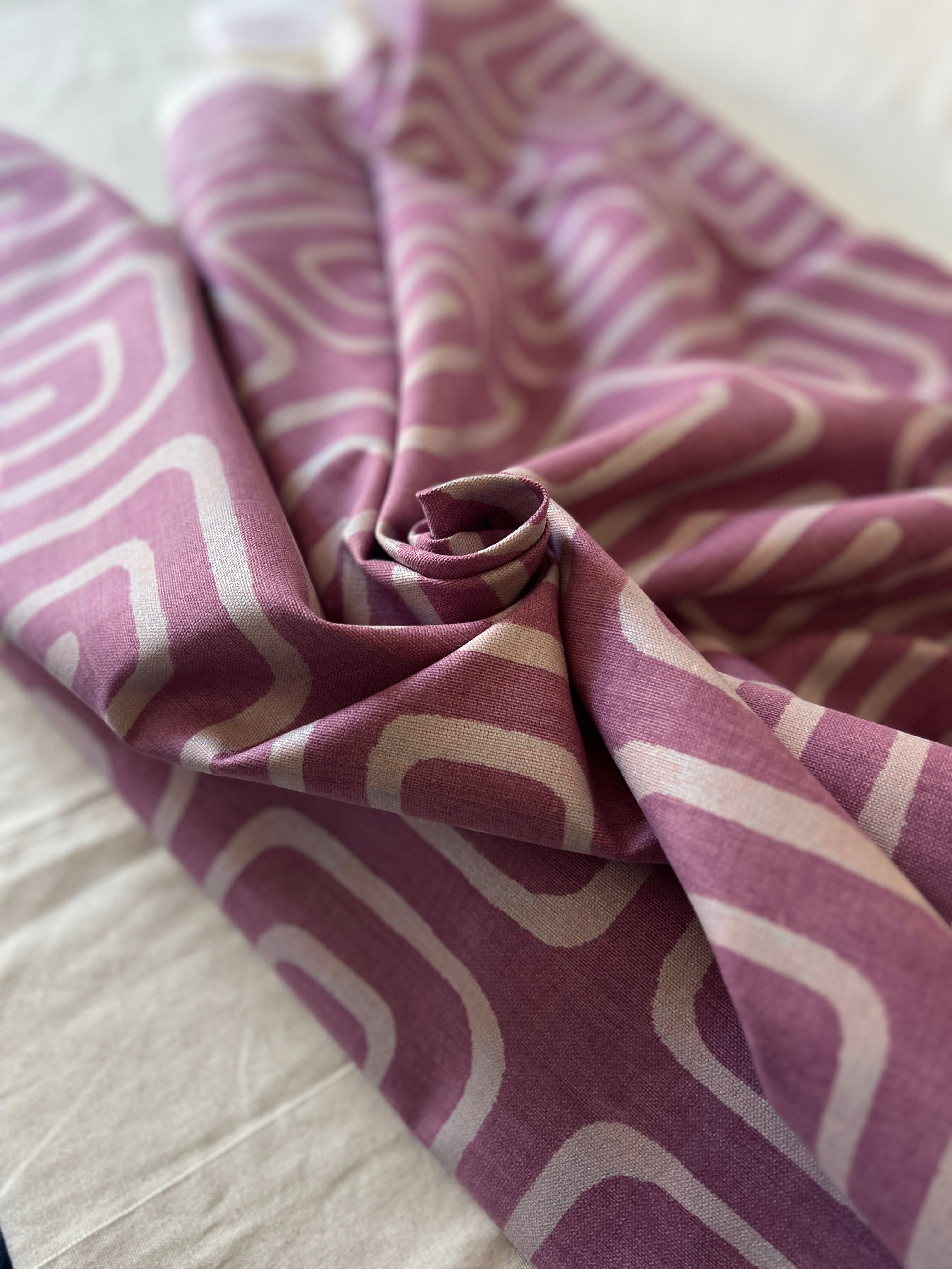 Vintage Fabric 1970-80s 'Opus' Jonelle Duracolour 100% Cotton  – 150cm End of Roll Remnant – Purple Geometric Print