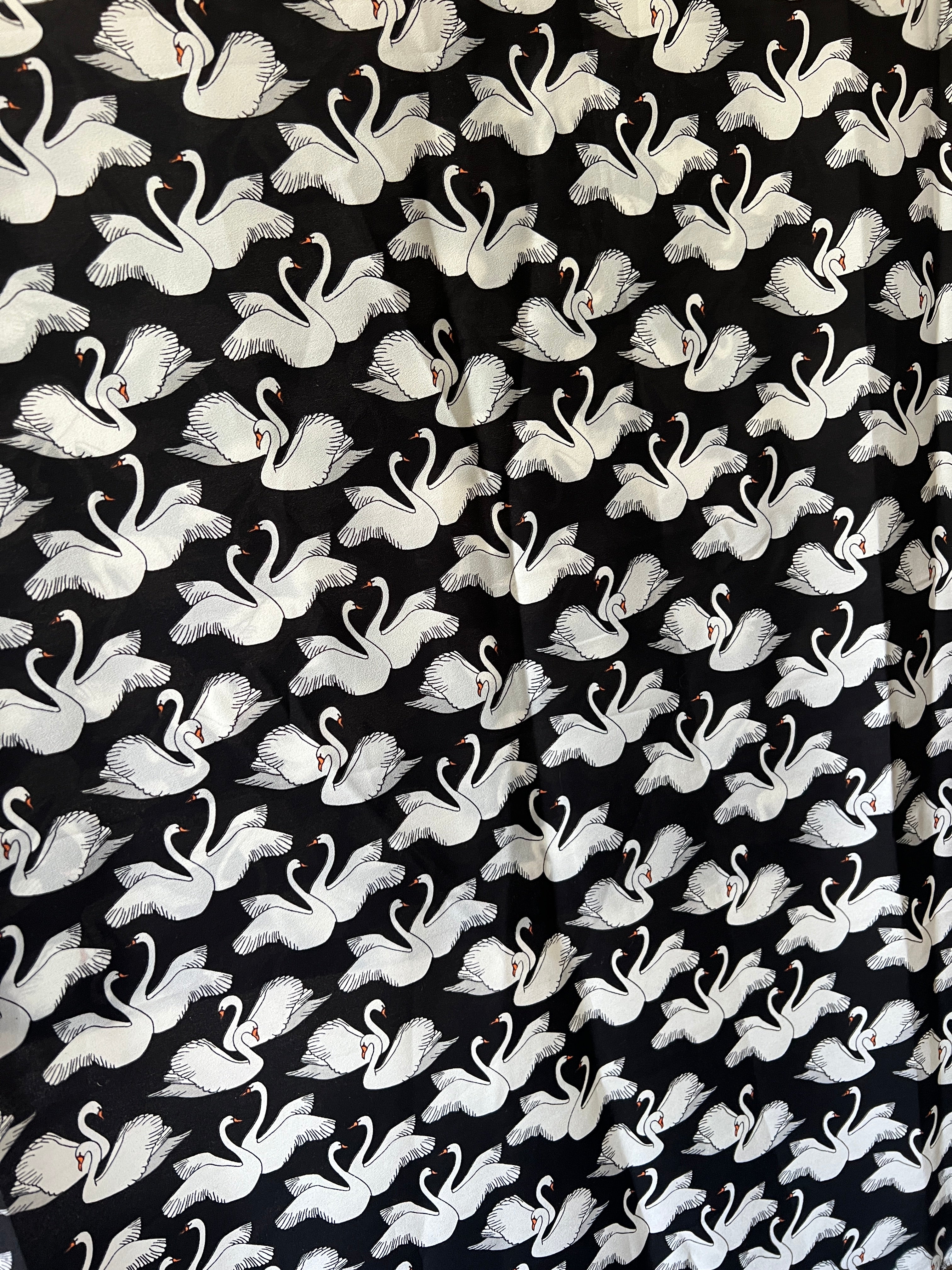Large Dressmaking Bundle - Swans & Polka Dot Patterns - Viscose & Polyester - 8 Metres