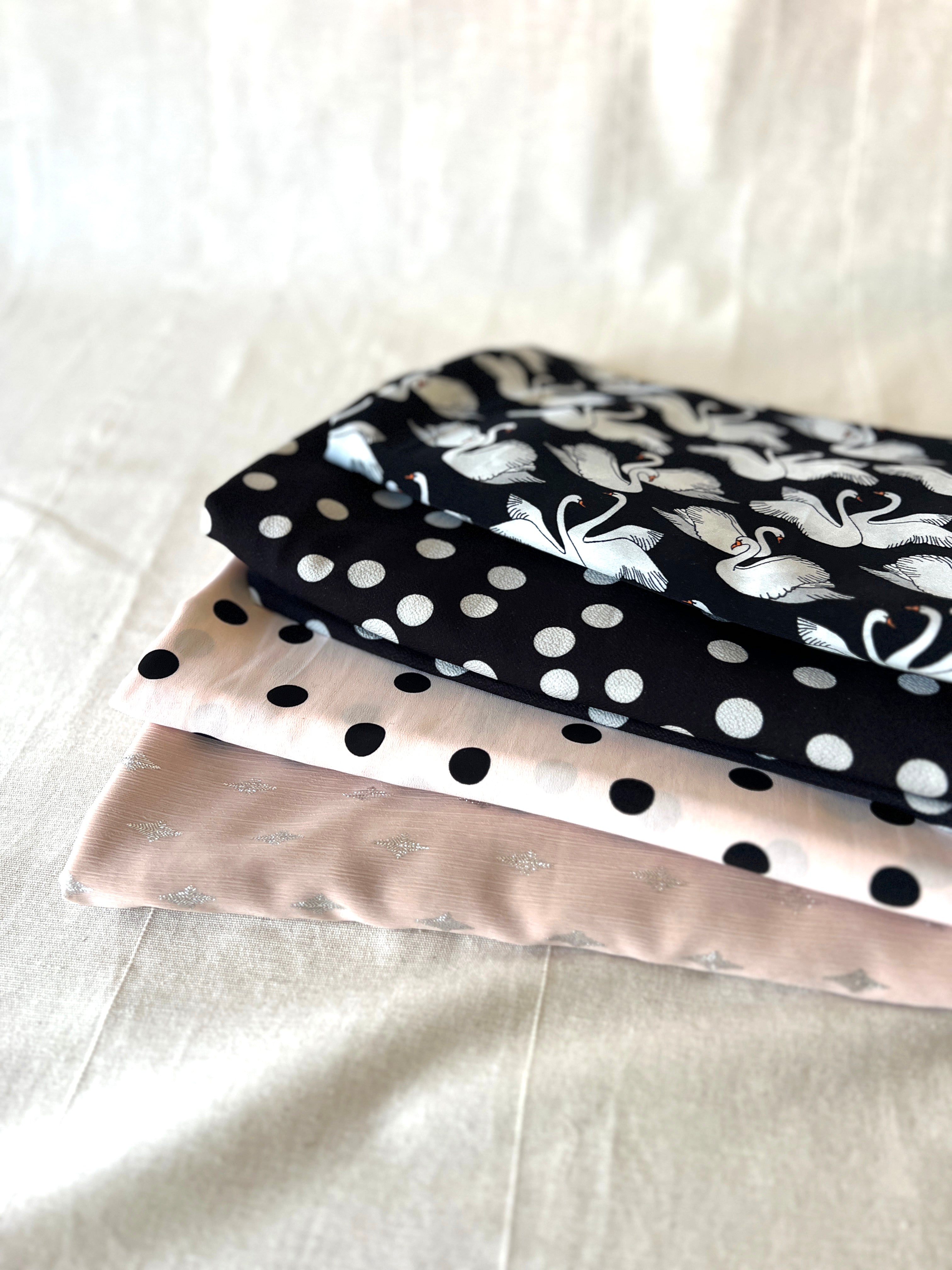 Large Dressmaking Bundle - Swans & Polka Dot Patterns - Viscose & Polyester - 8 Metres