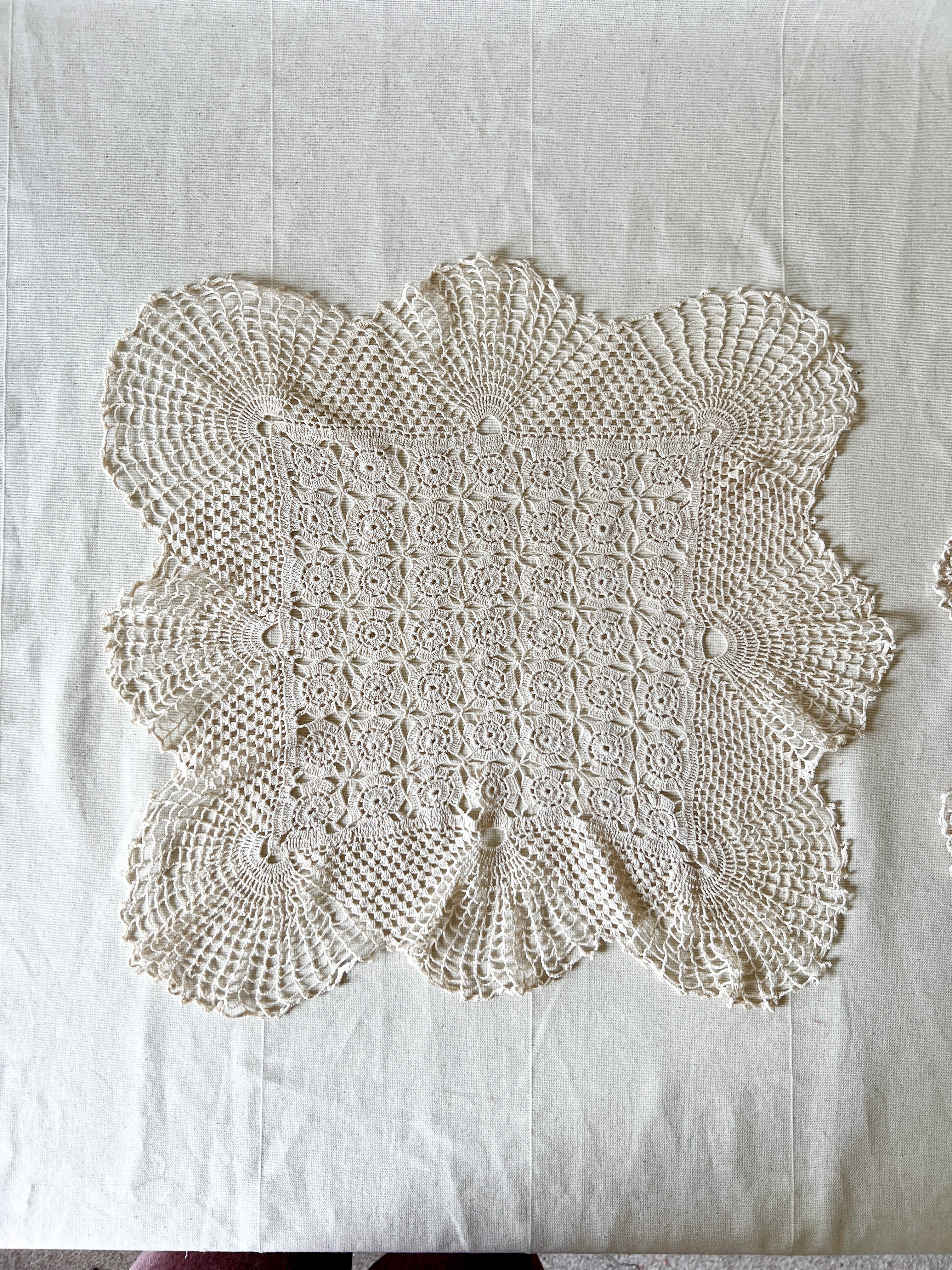 Vintage Handmade Crochet Bundle — Cotton Lace Doilies & Trims — 1970s/80s — 15 Pieces