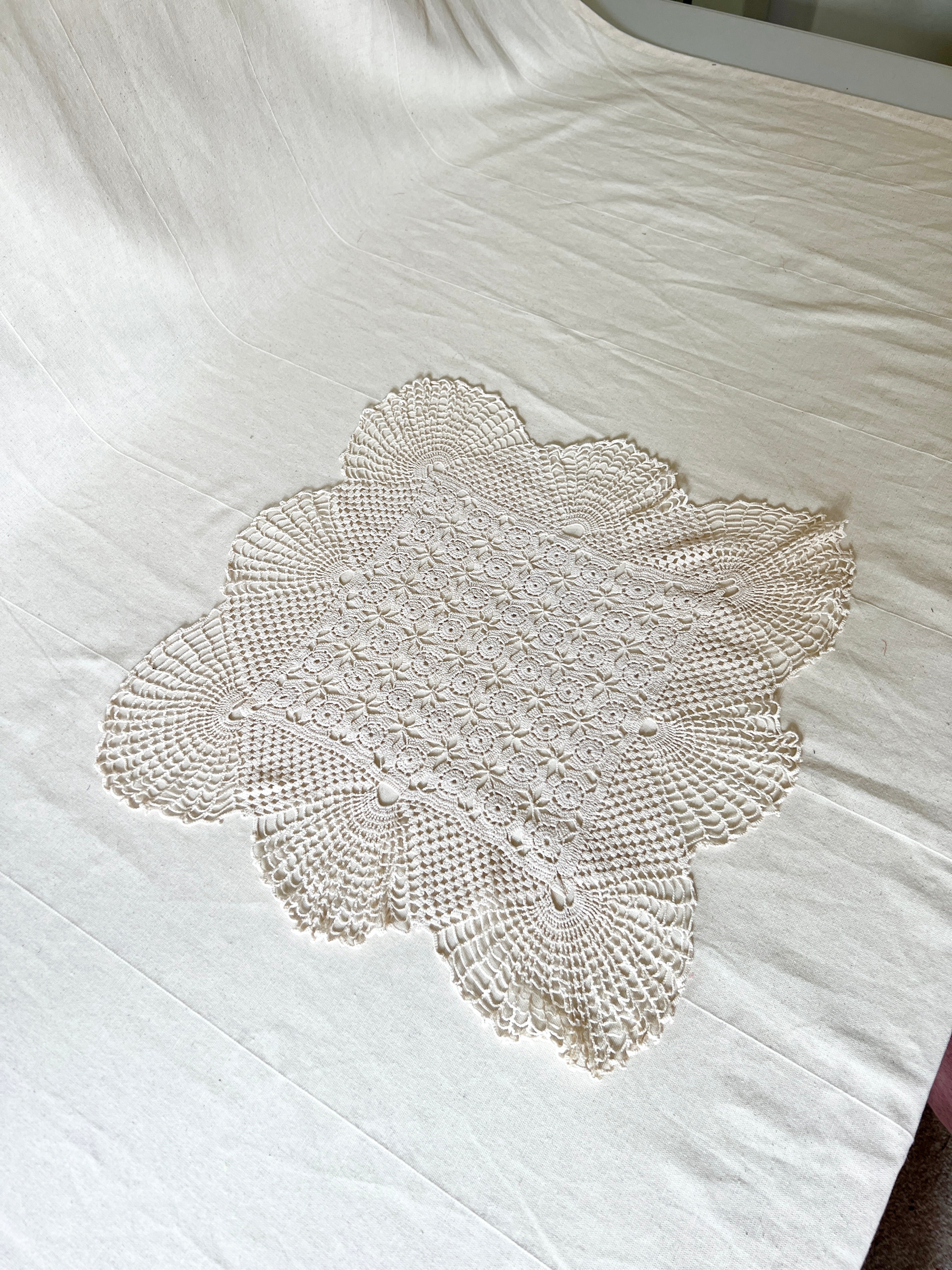 Vintage Handmade Crochet Bundle — Cotton Lace Doilies & Trims — 1970s/80s — 15 Pieces