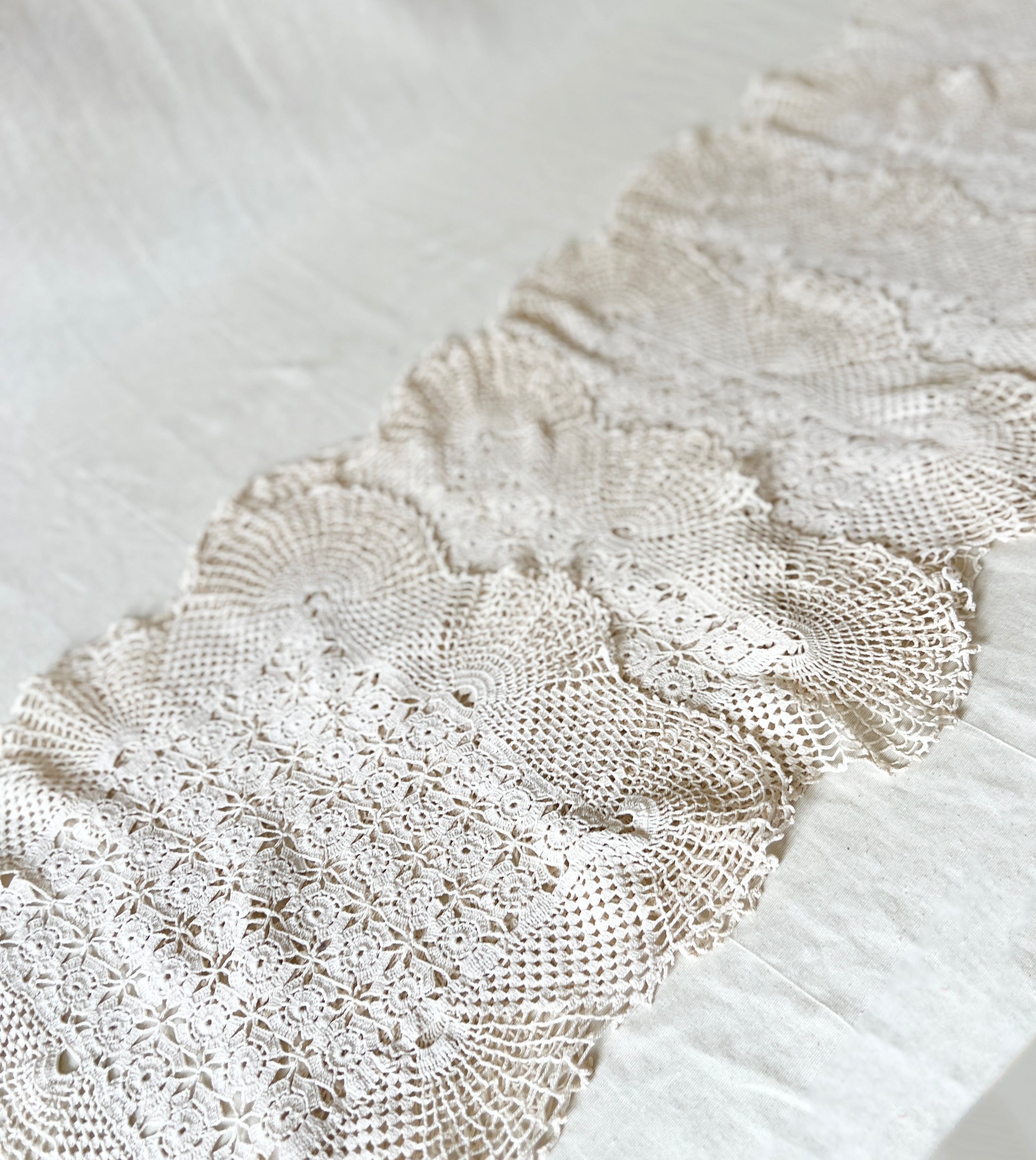 Vintage Handmade Crochet Bundle — Cotton Lace Doilies & Trims — 1970s/80s — 15 Pieces