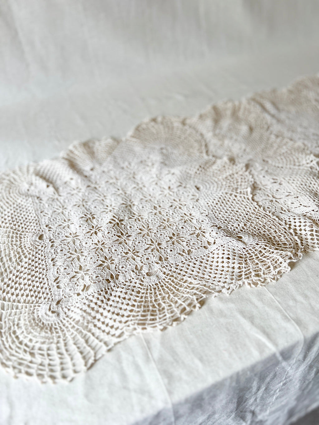Vintage Handmade Crochet Bundle — Cotton Lace Doilies & Trims — 1970s/80s — 15 Pieces