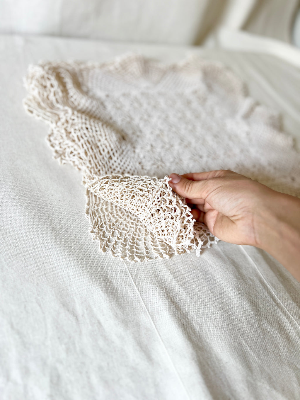 Vintage Handmade Crochet Bundle — Cotton Lace Doilies & Trims — 1970s/80s — 15 Pieces