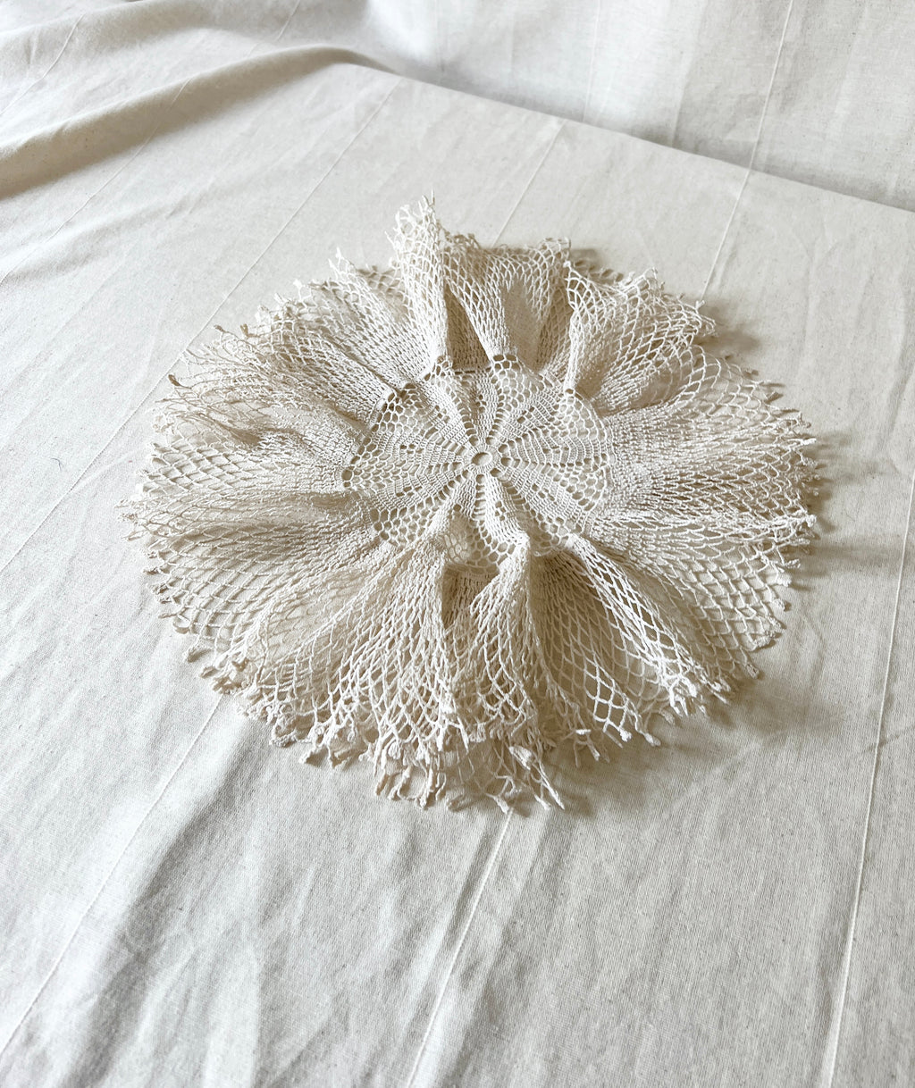 Vintage Handmade Crochet Bundle — Cotton Lace Doilies & Trims — 1970s/80s — 15 Pieces