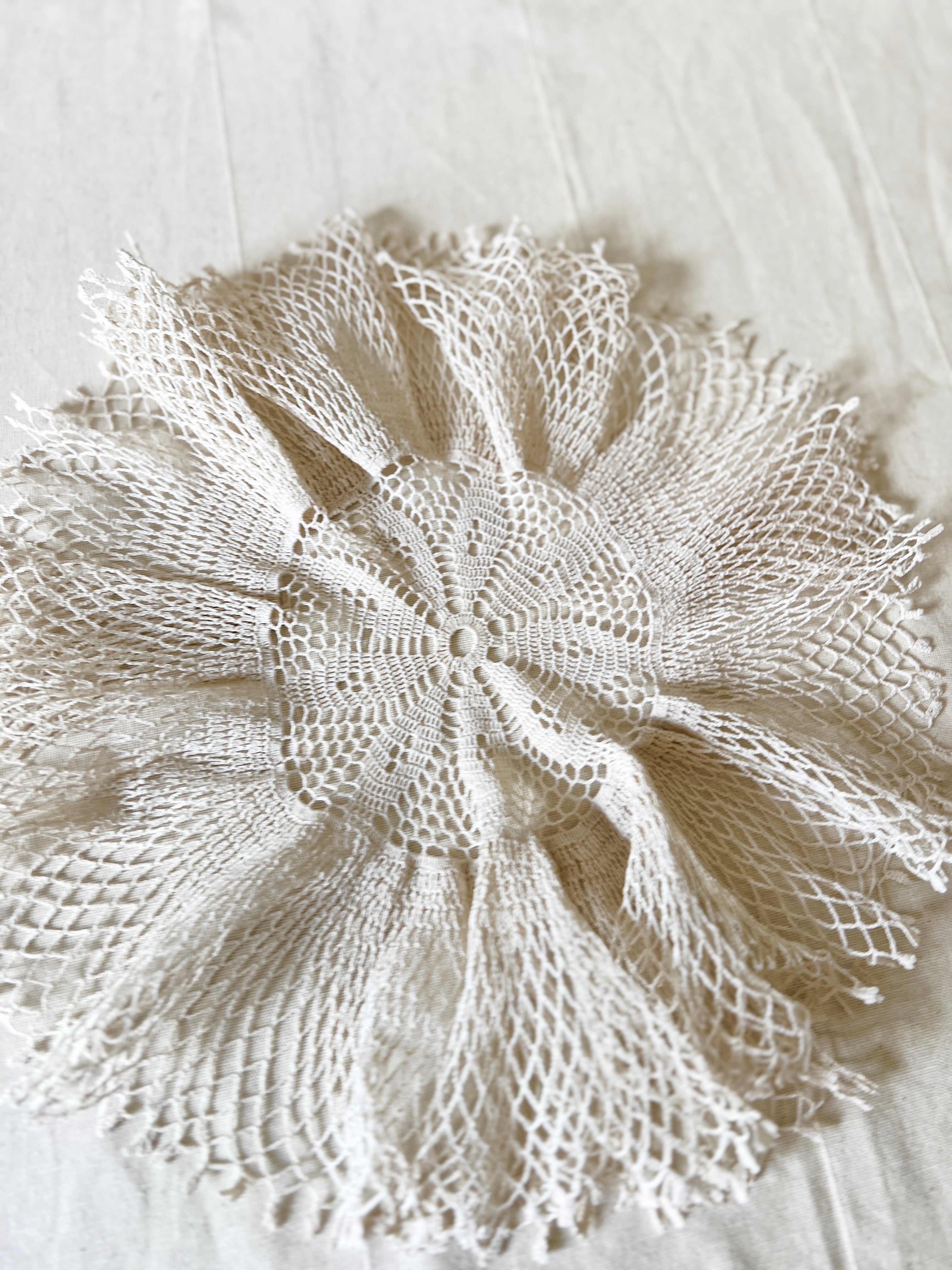 Vintage Handmade Crochet Bundle — Cotton Lace Doilies & Trims — 1970s/80s — 15 Pieces