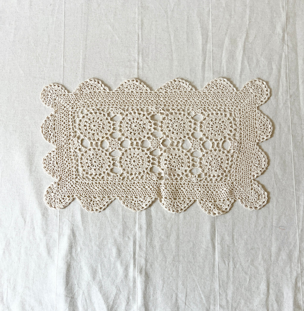 Vintage Handmade Crochet Bundle — Cotton Lace Doilies & Trims — 1970s/80s — 15 Pieces