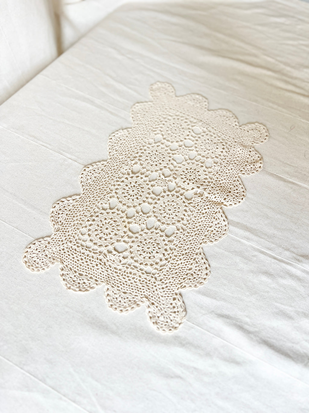 Vintage Handmade Crochet Bundle — Cotton Lace Doilies & Trims — 1970s/80s — 15 Pieces