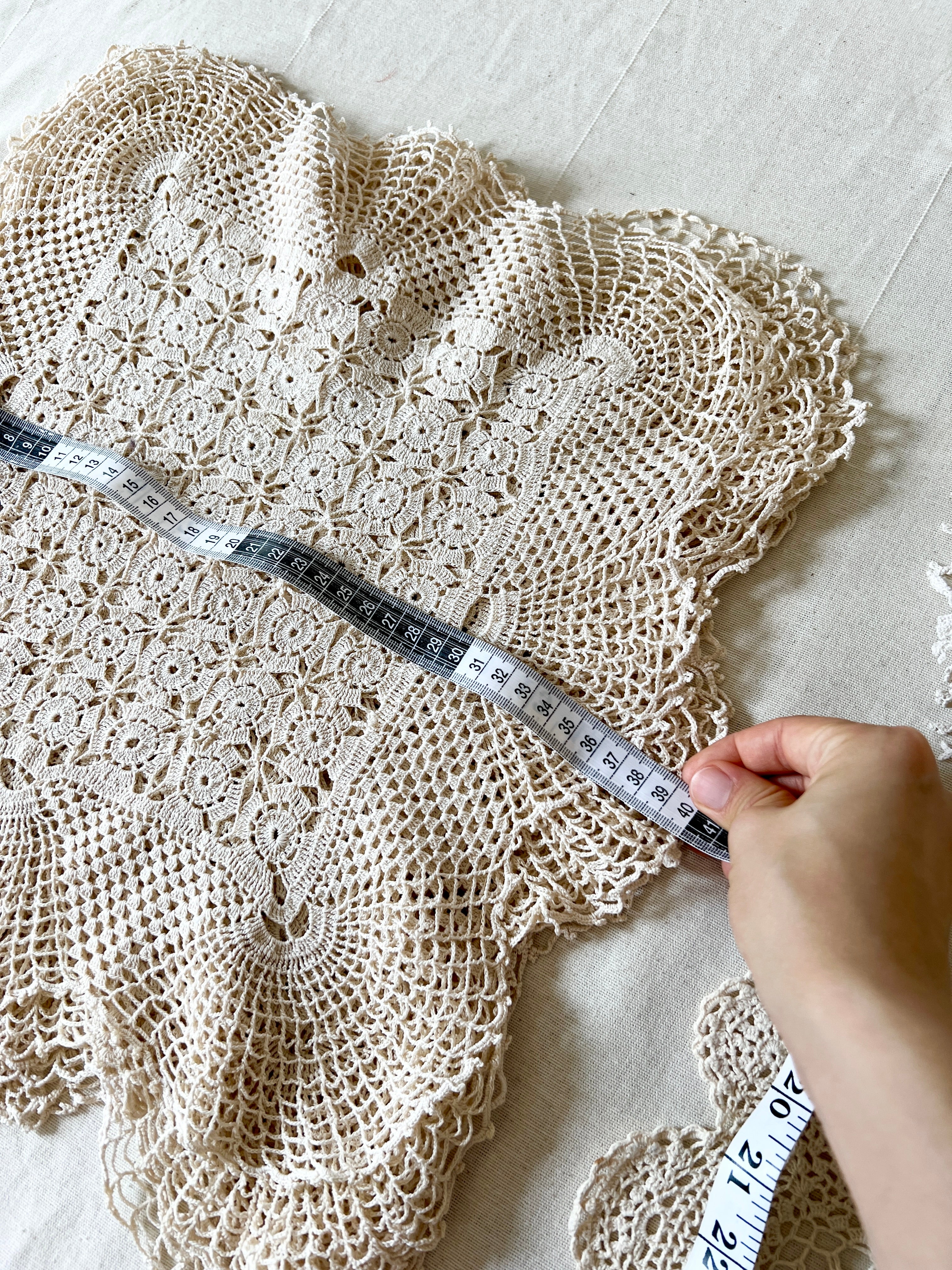 Vintage Handmade Crochet Bundle — Cotton Lace Doilies & Trims — 1970s/80s — 15 Pieces