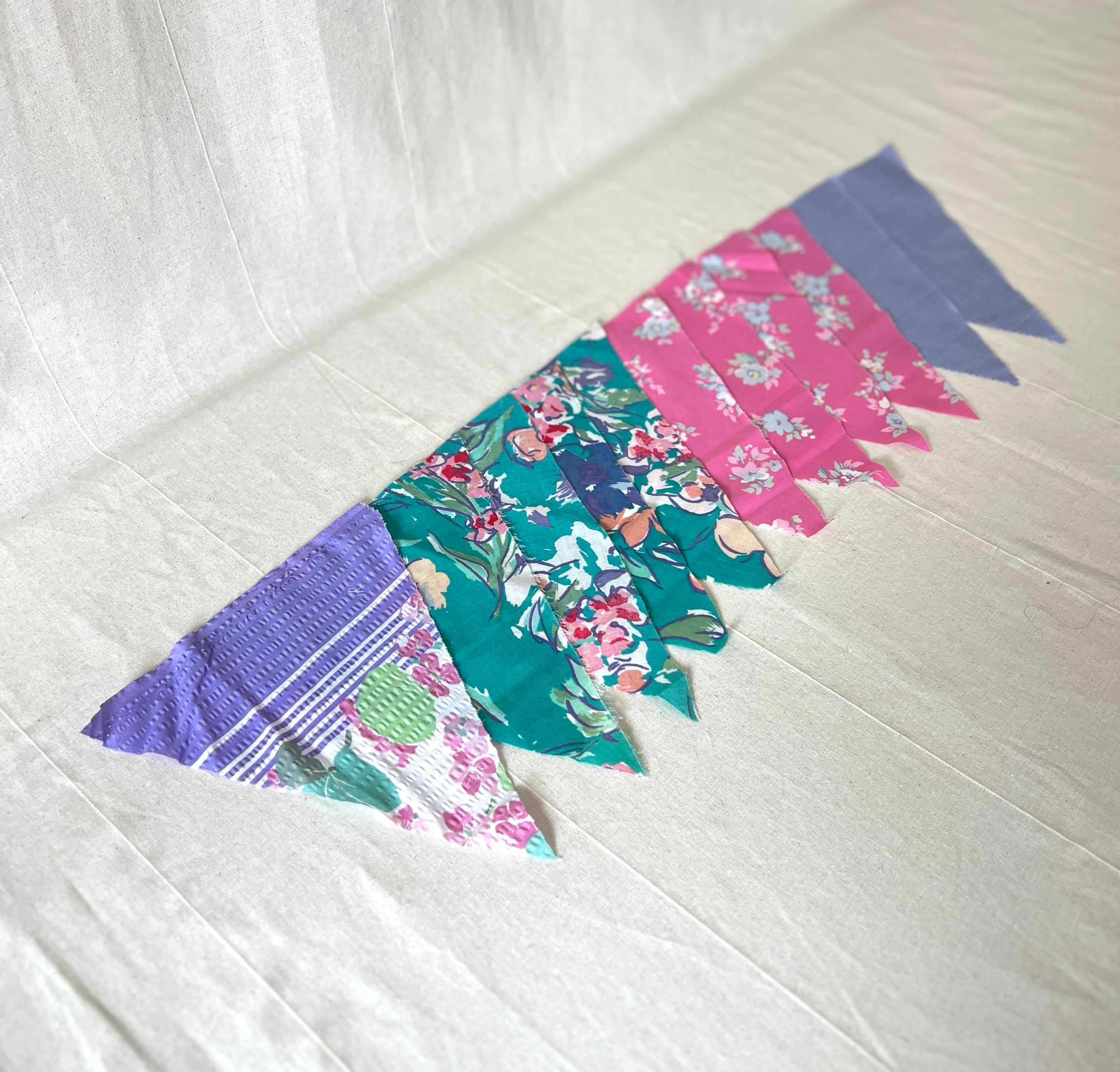 Purple Bunting Bundle — Pre-Cut Fabric Kit — Lavender, Pink Floral & Teal — Make Your Own