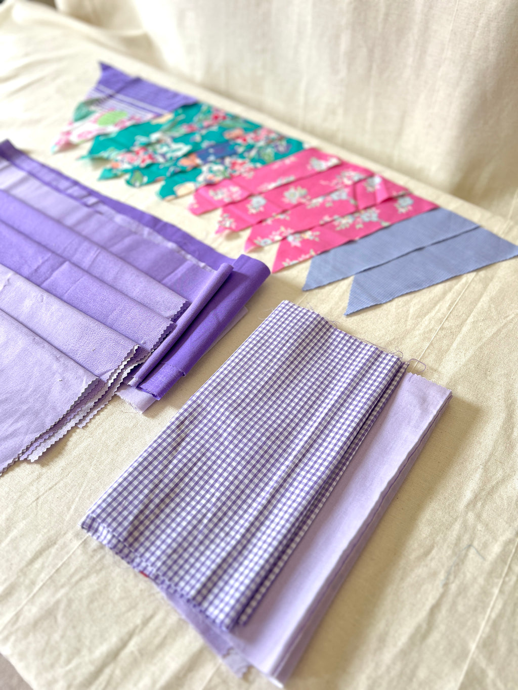 Purple Bunting Bundle — Pre-Cut Fabric Kit — Lavender, Pink Floral & Teal — Make Your Own