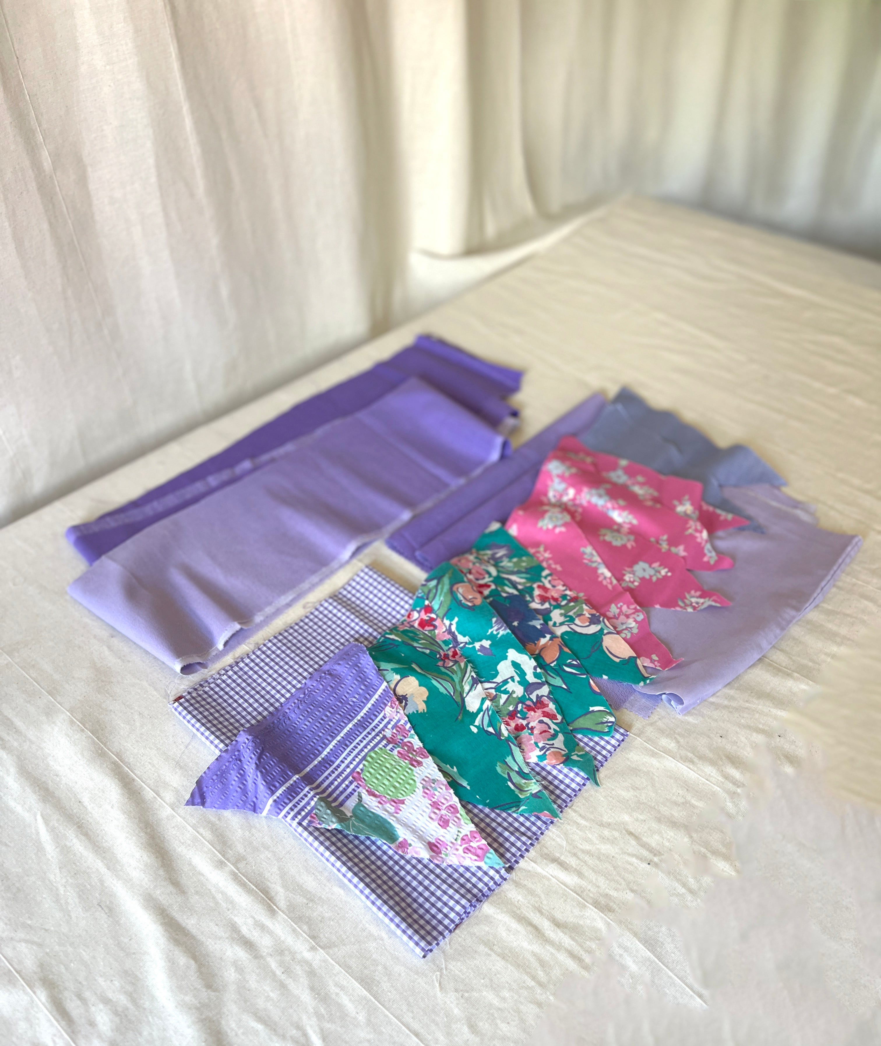 Purple Bunting Bundle — Pre-Cut Fabric Kit — Lavender, Pink Floral & Teal — Make Your Own