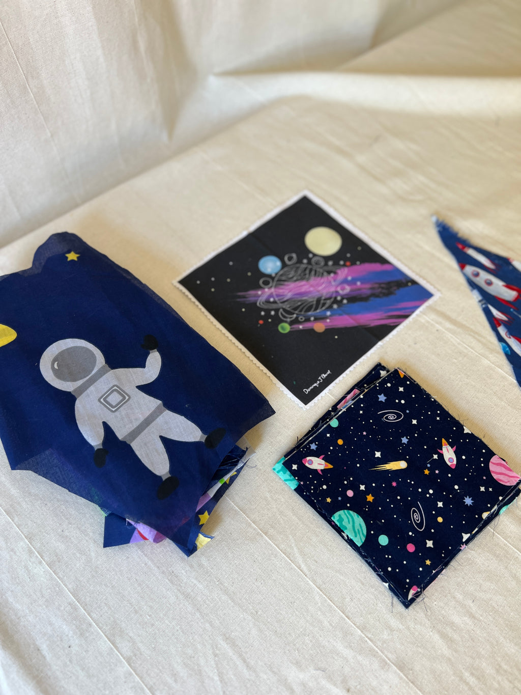 Space Admirer Bundle — Cotton & Polycotton Quilting & Craft Kit — Rockets, Planets & Stars