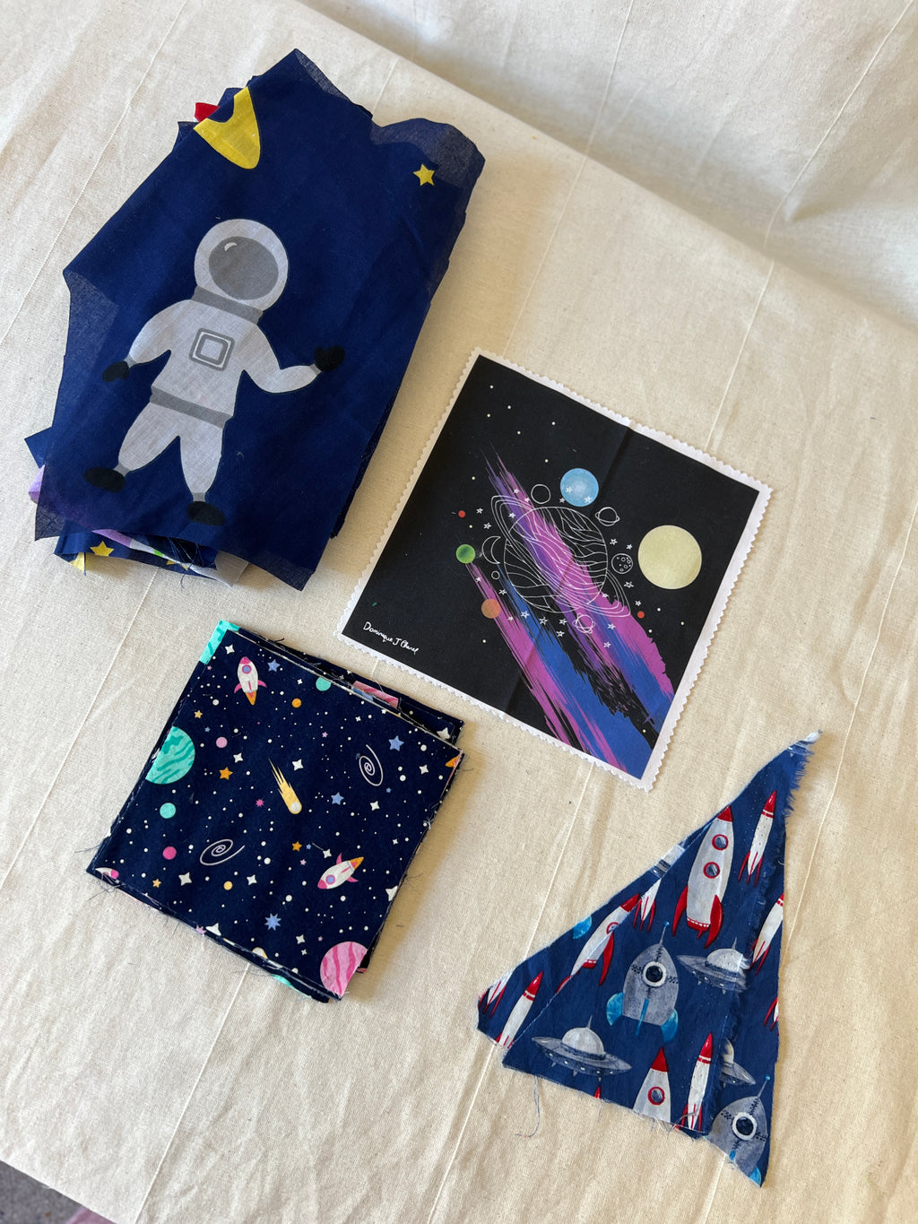 Space Admirer Bundle — Cotton & Polycotton Quilting & Craft Kit — Rockets, Planets & Stars