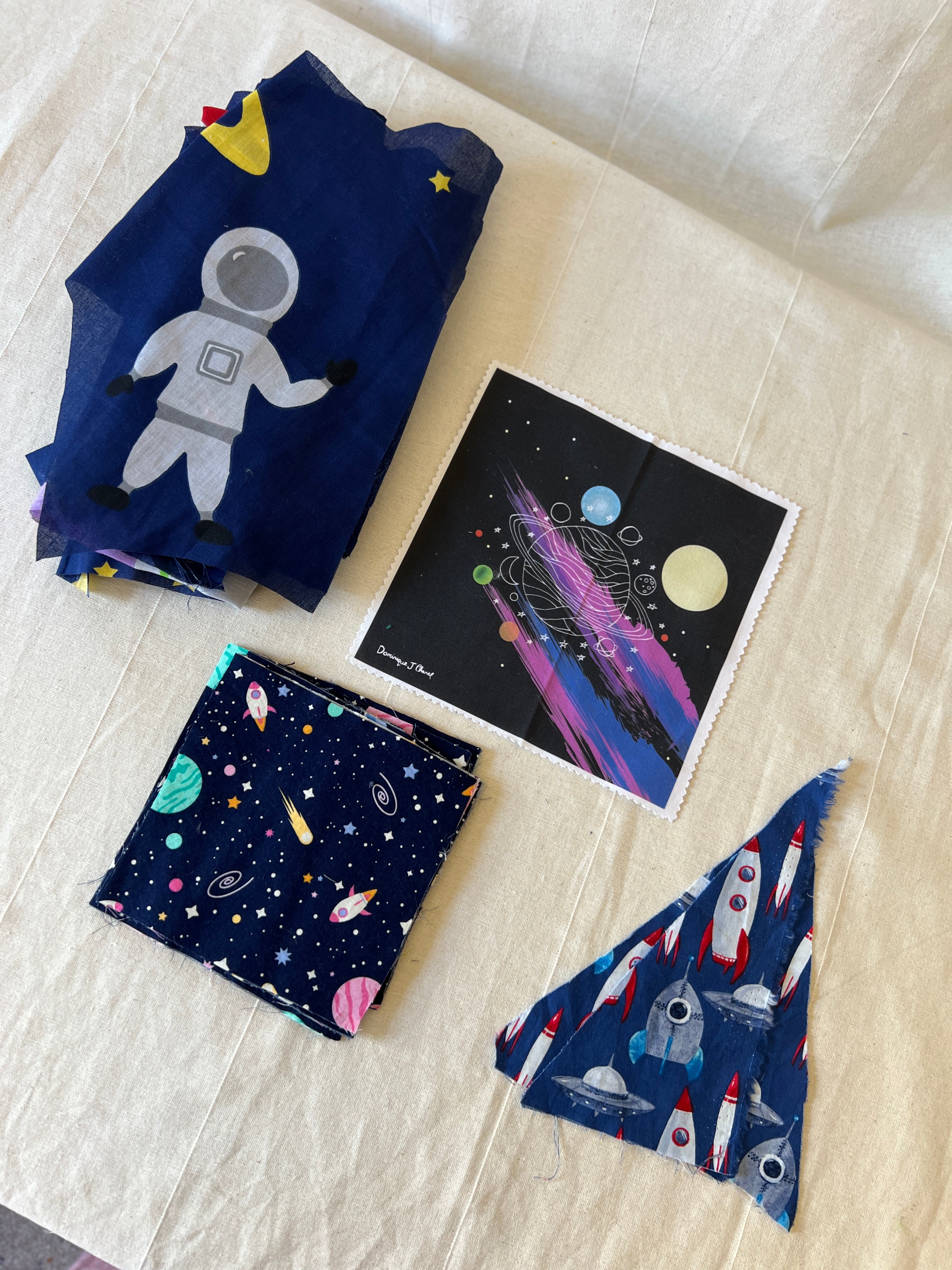 Space Admirer Bundle — Cotton & Polycotton Quilting & Craft Kit — Rockets, Planets & Stars