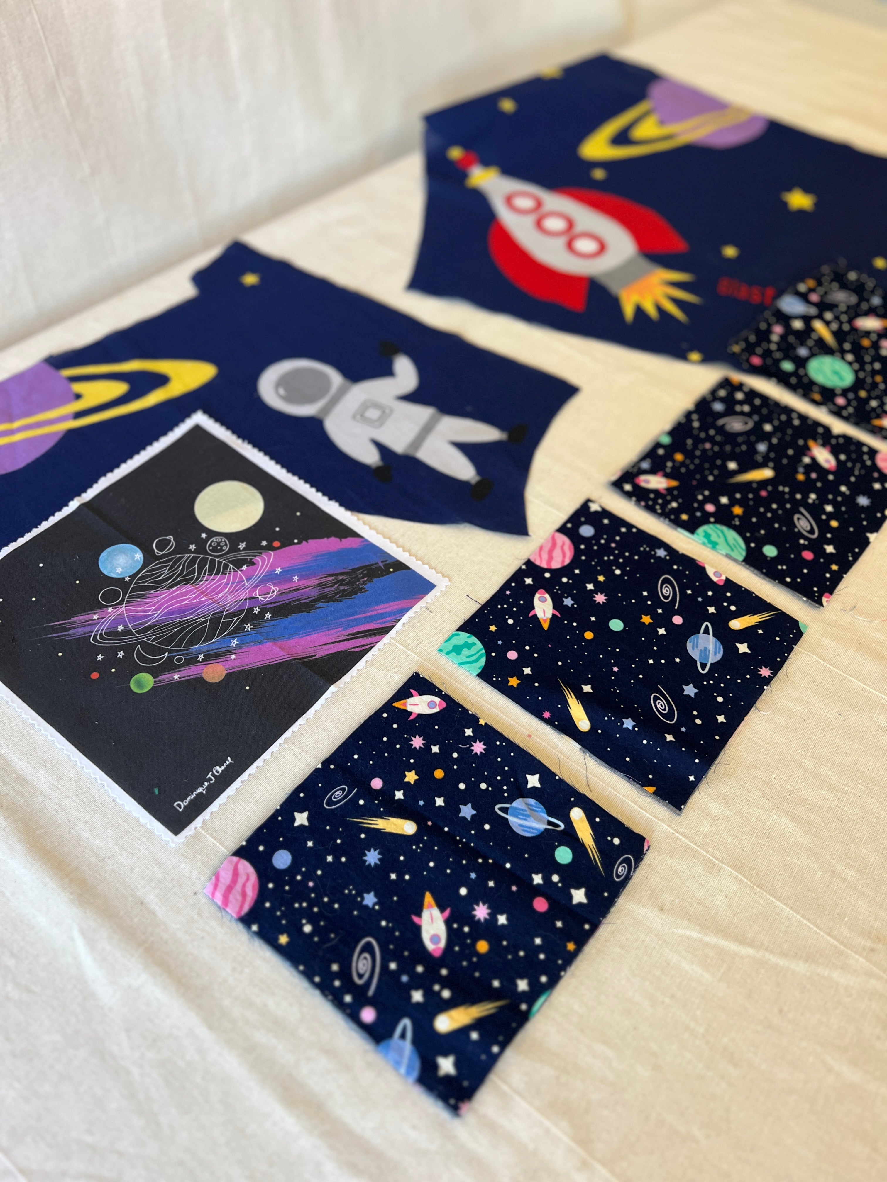 Space Admirer Bundle — Cotton & Polycotton Quilting & Craft Kit — Rockets, Planets & Stars