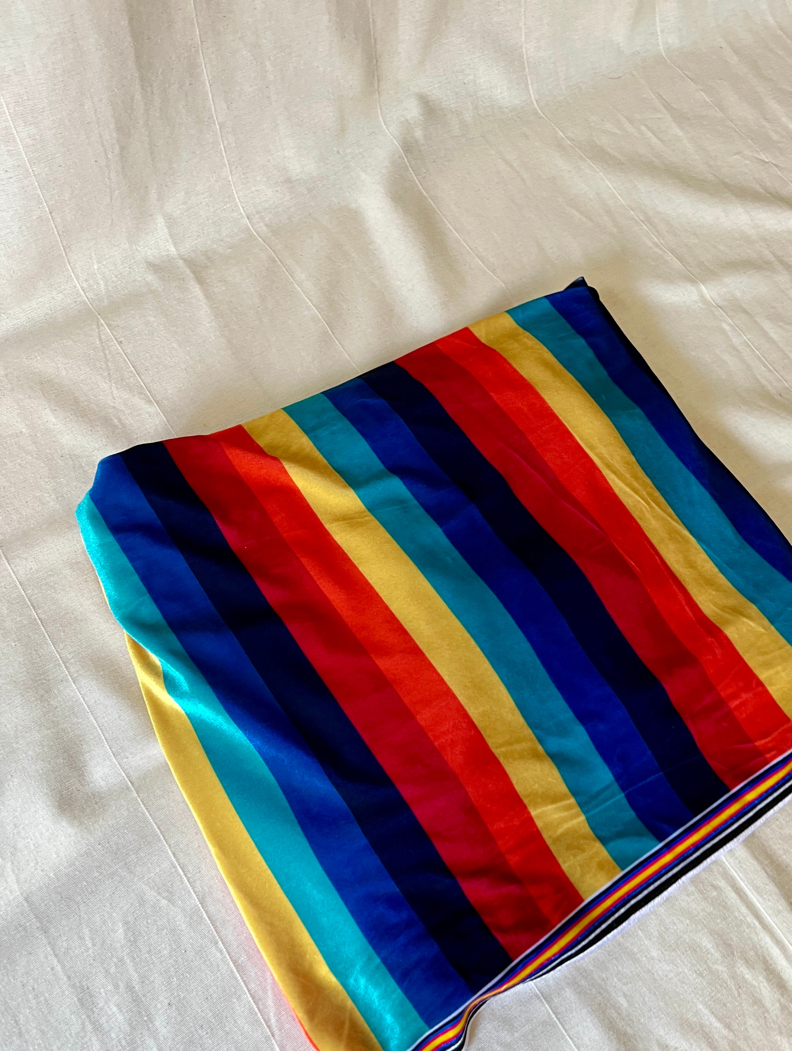 Rainbow Stripe Velvet — Dressmaking Fabric — Polyester Stretch 150x150cm